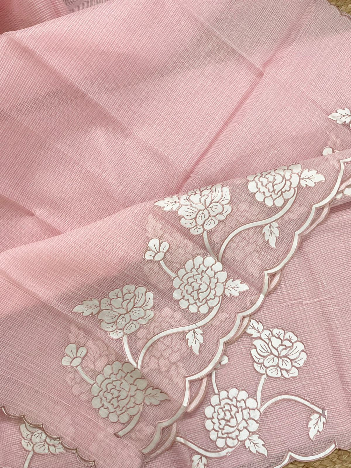 Soft Kota Organza Embroidered Suit - Pink