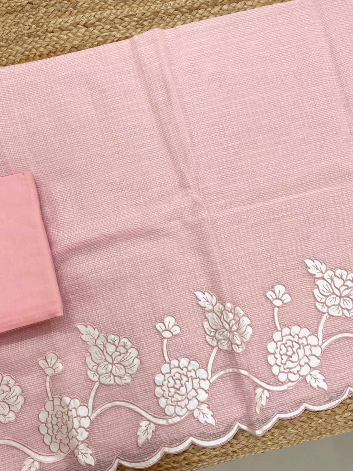 Soft Kota Organza Embroidered Suit - Pink
