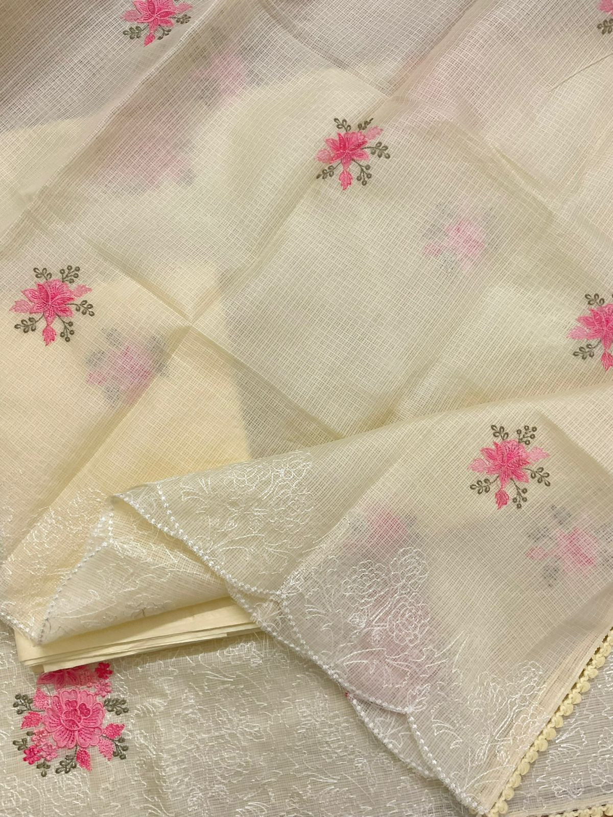 Soft Kota Silk Embroidered Suit - Yellow