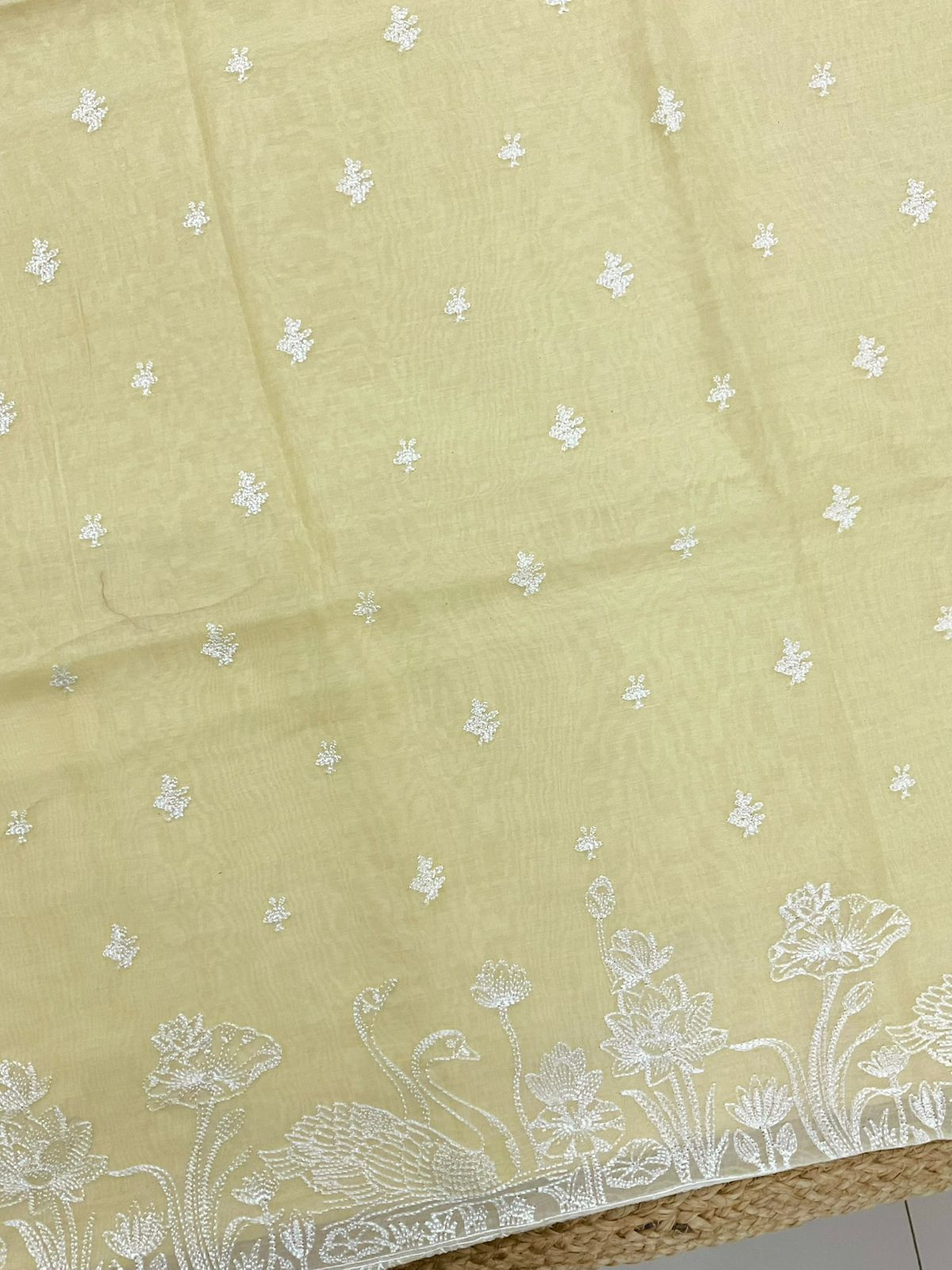 Soft Chanderi Embroidered Suit - Yellow