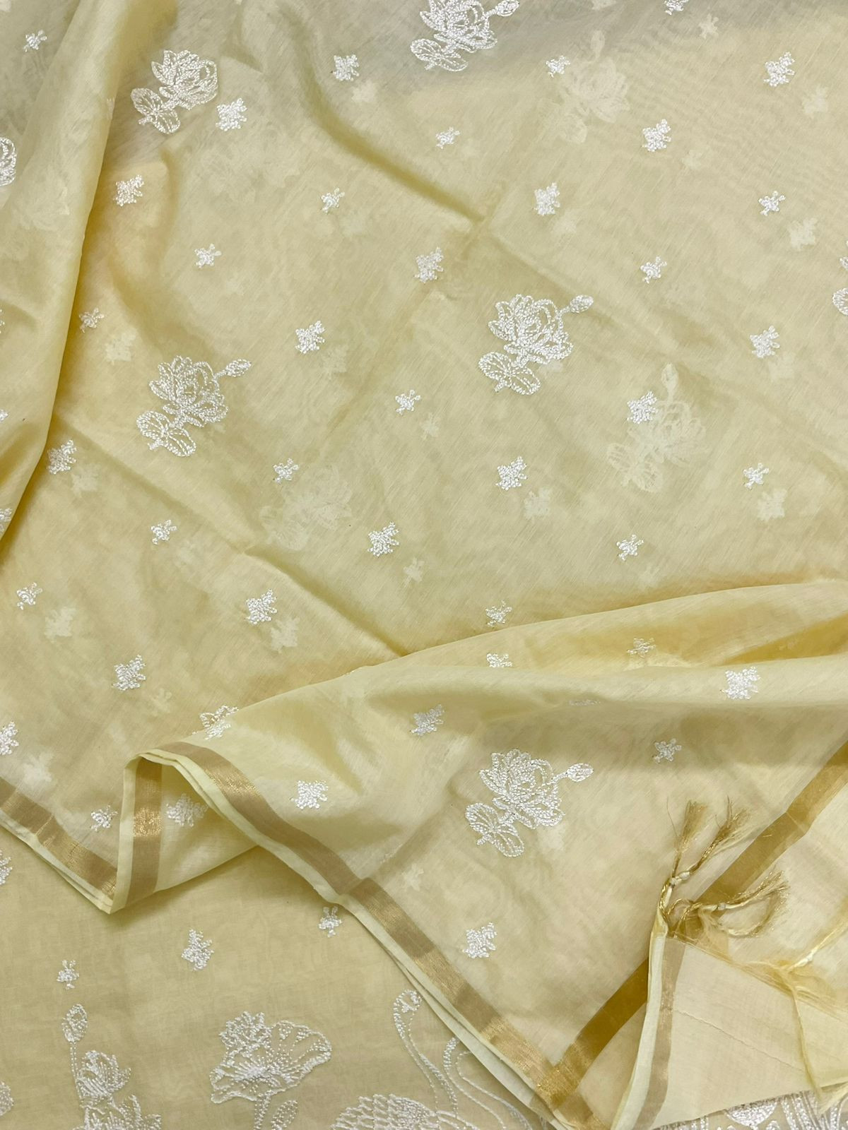 Soft Chanderi Embroidered Suit - Yellow