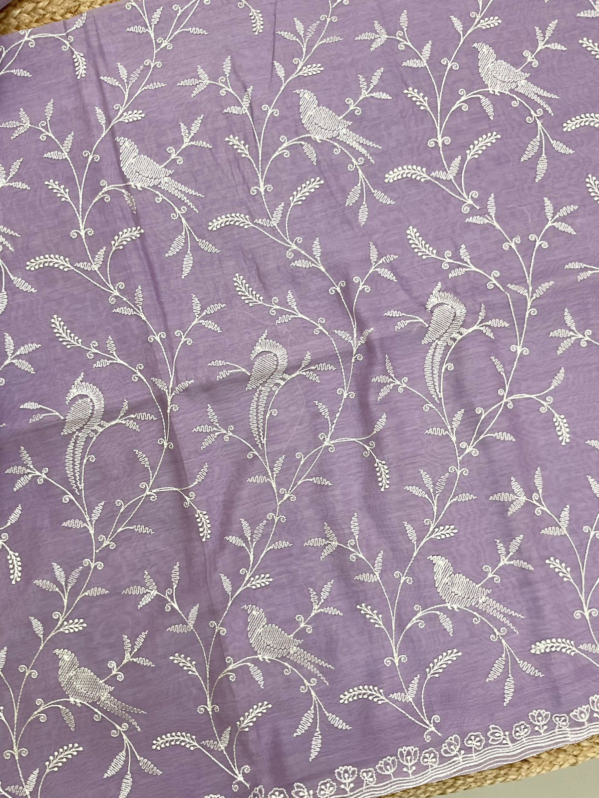 Soft Chanderi Embroidered Suit - Lavender