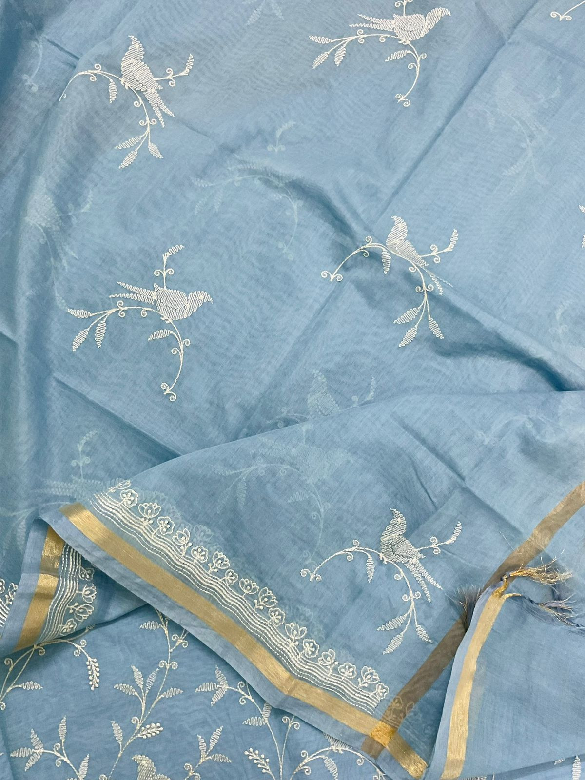 Soft Chanderi Embroidered Suit - Blue