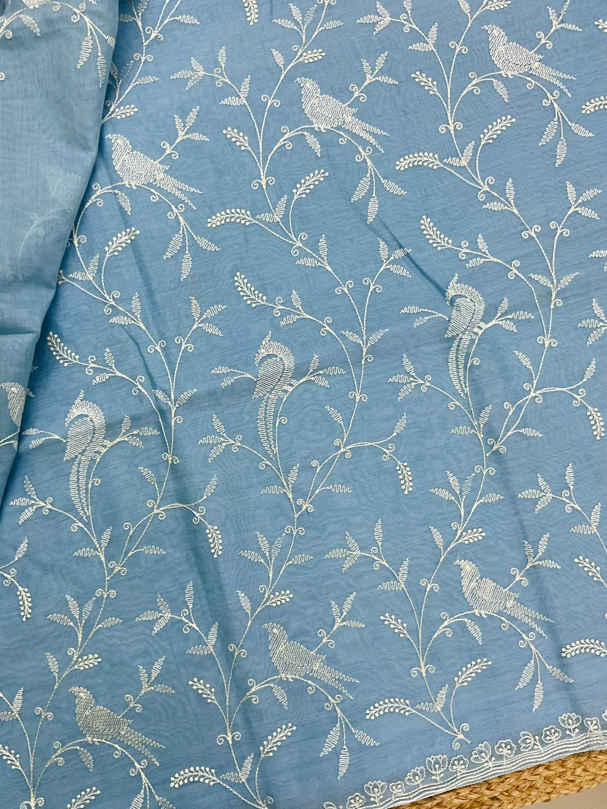 Soft Chanderi Embroidered Suit - Blue