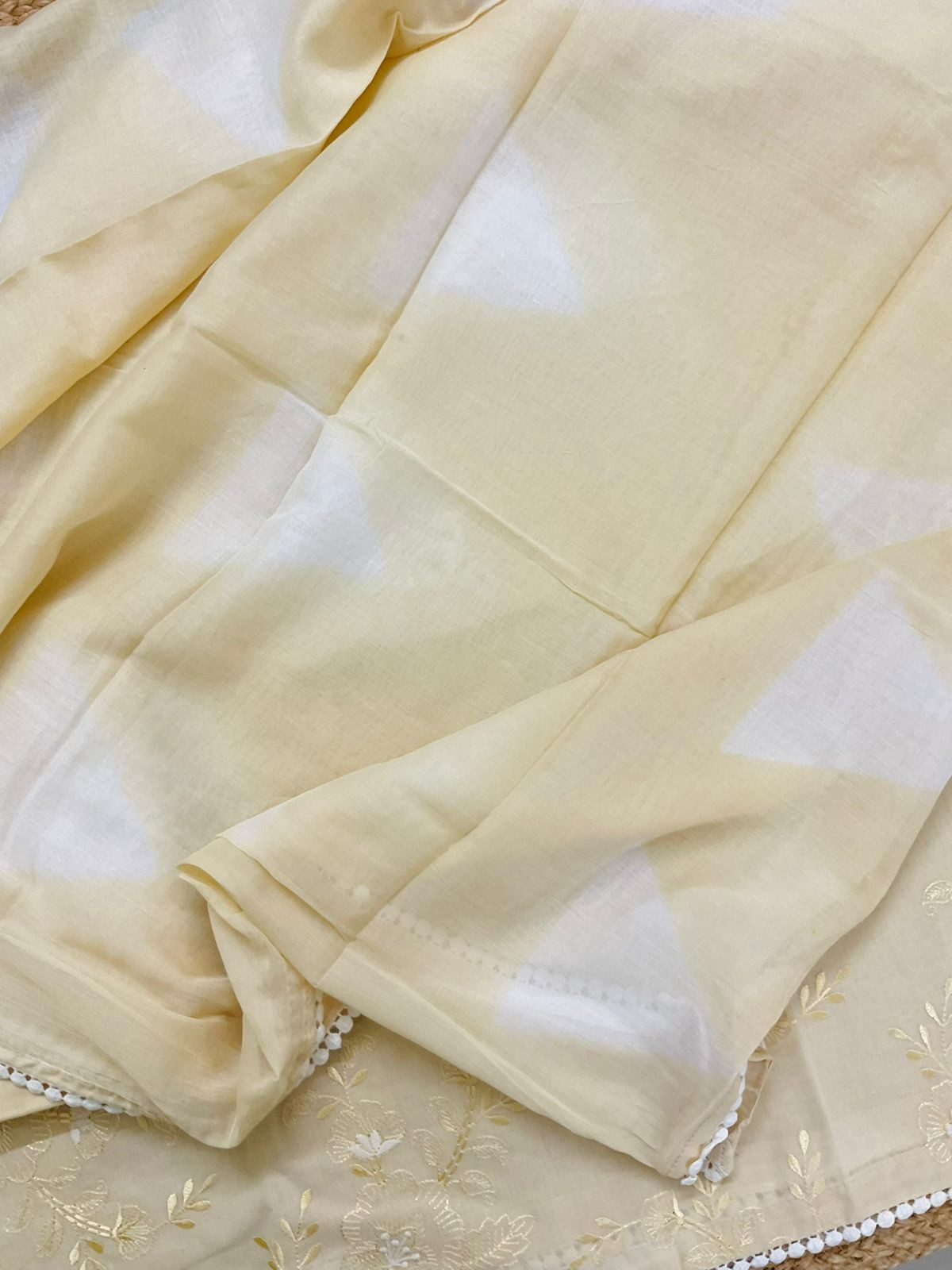 Pure Cotton Printed Embroidered Suit - Yellow