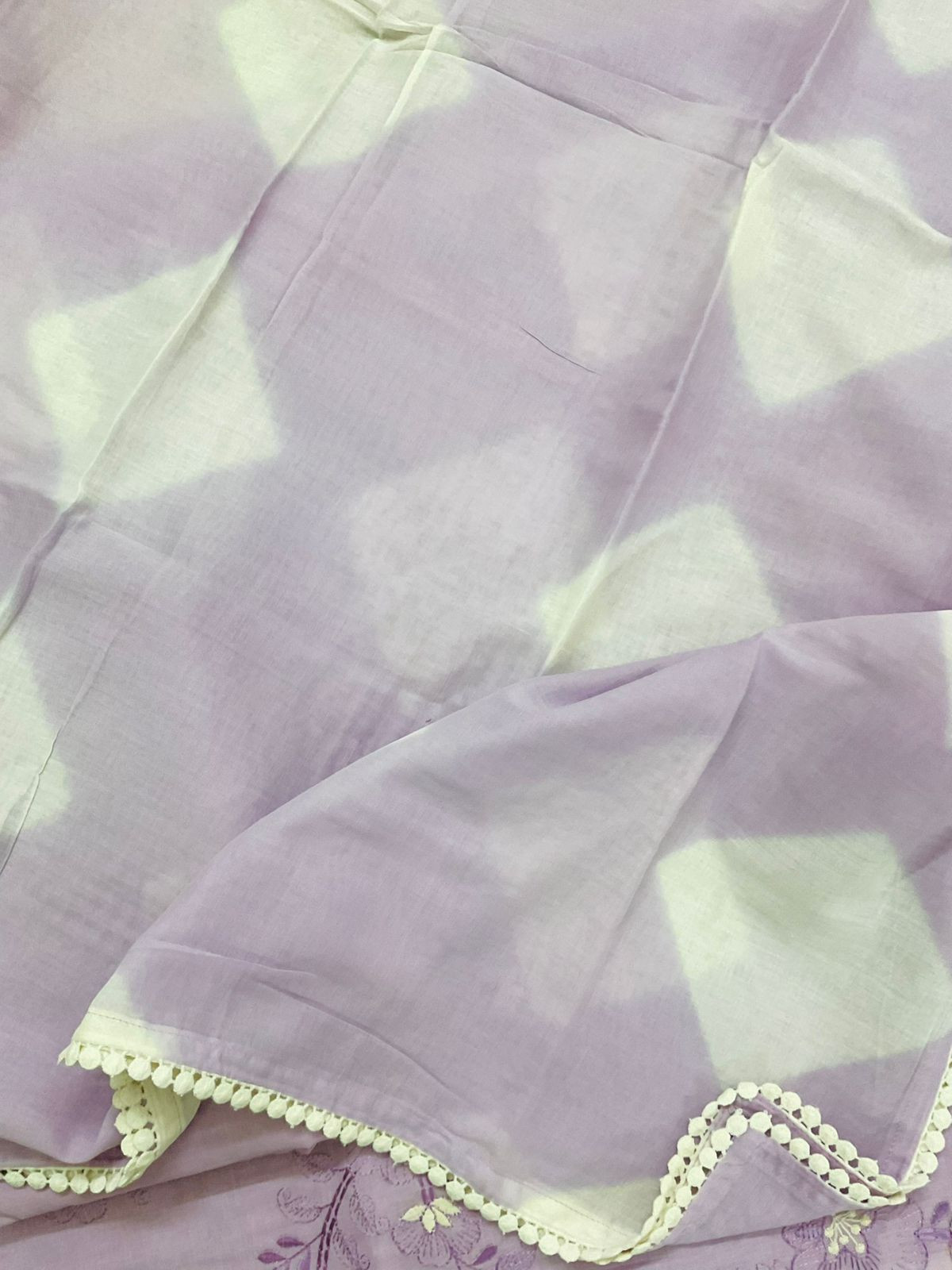 Pure Cotton Printed Embroidered Suit - Lavender