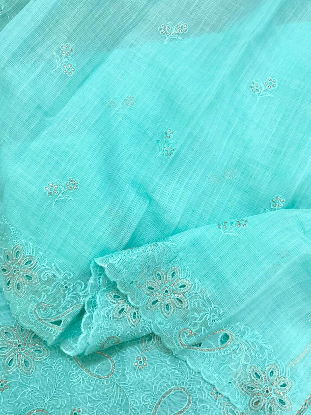 Soft Kota Organza Embroidered Suit - Blue