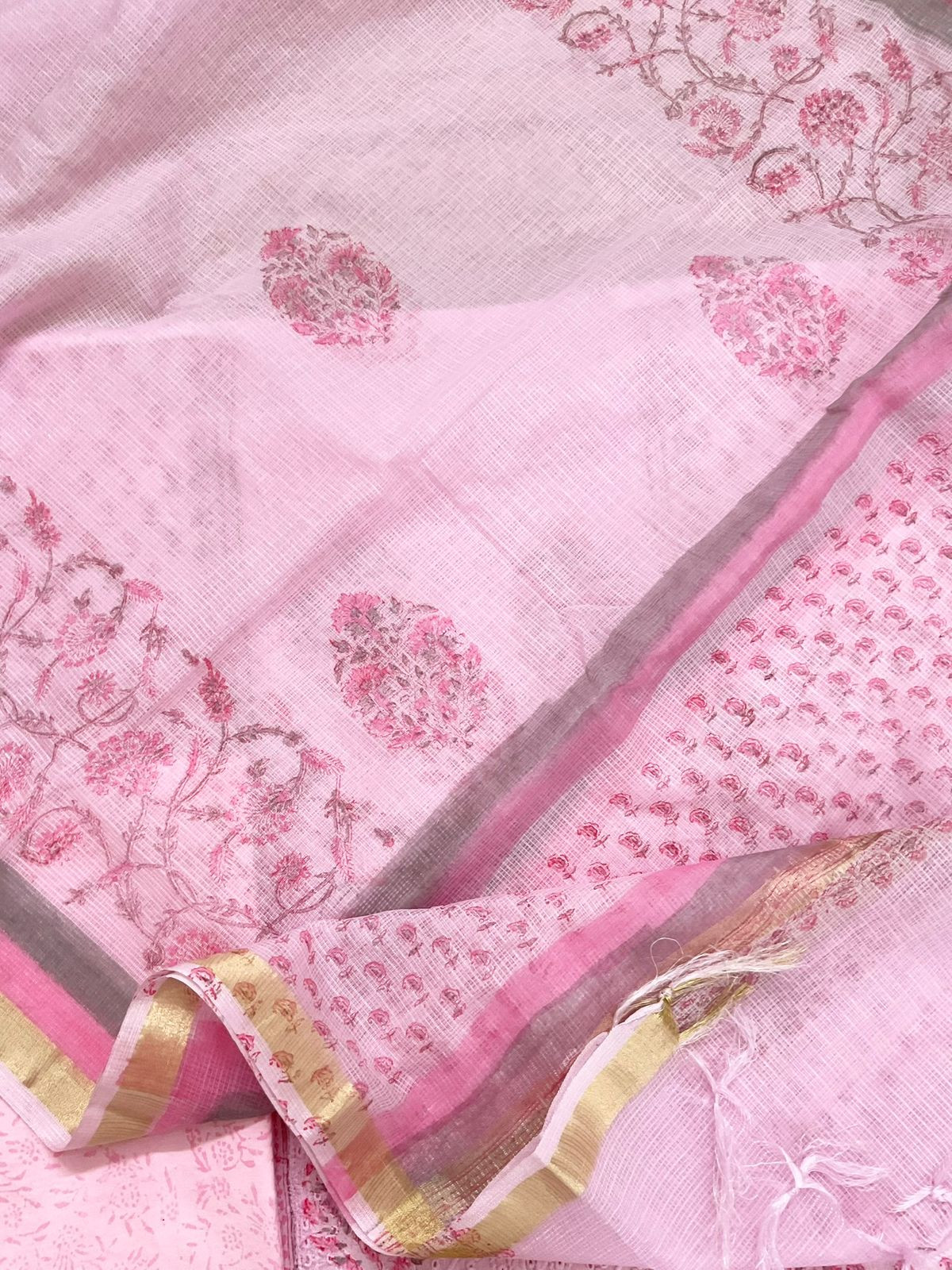 Pure Cotton Printed Embroidered Suit - Pink