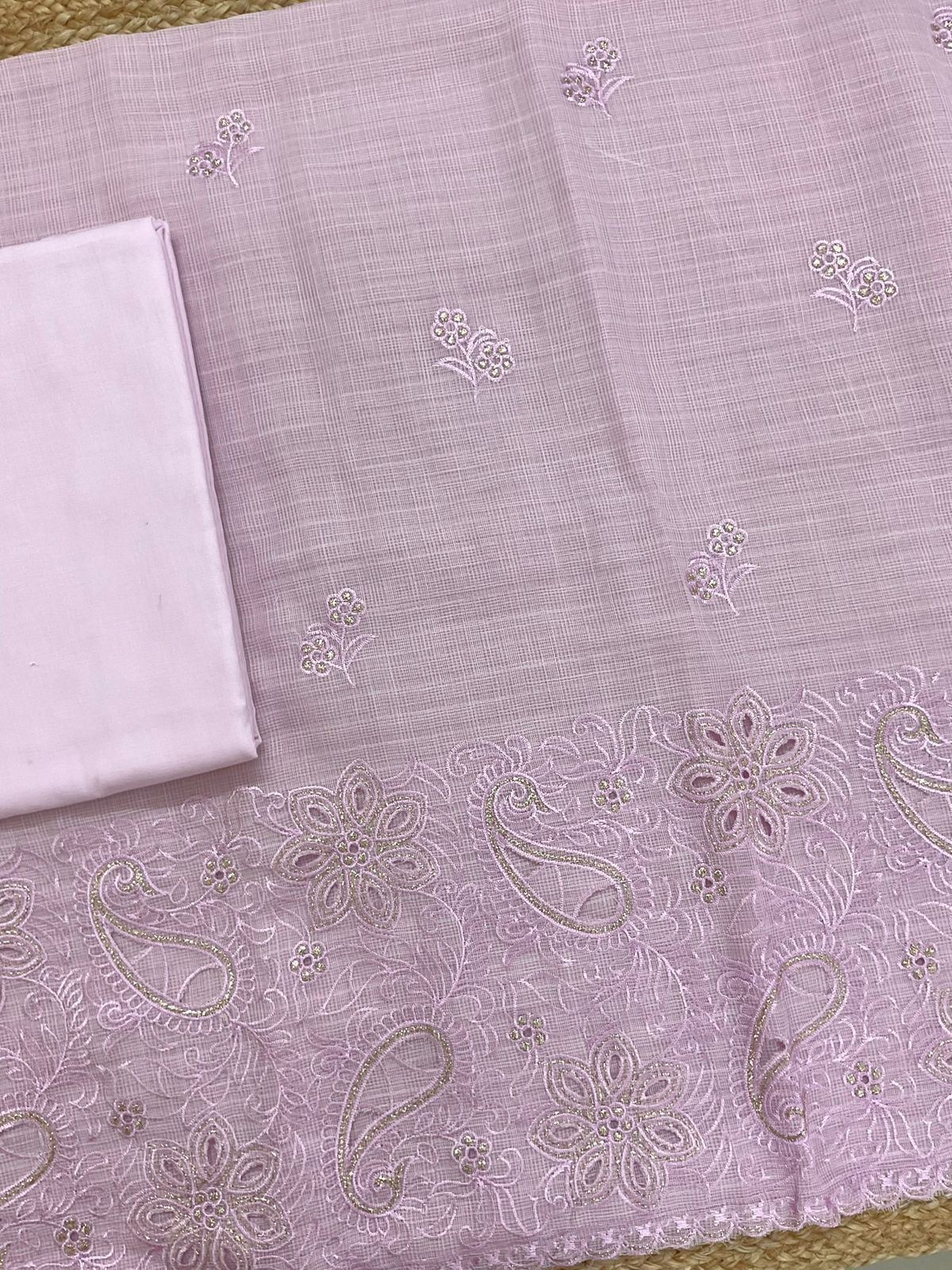 Soft Kota Organza Embroidered Suit - Lavender