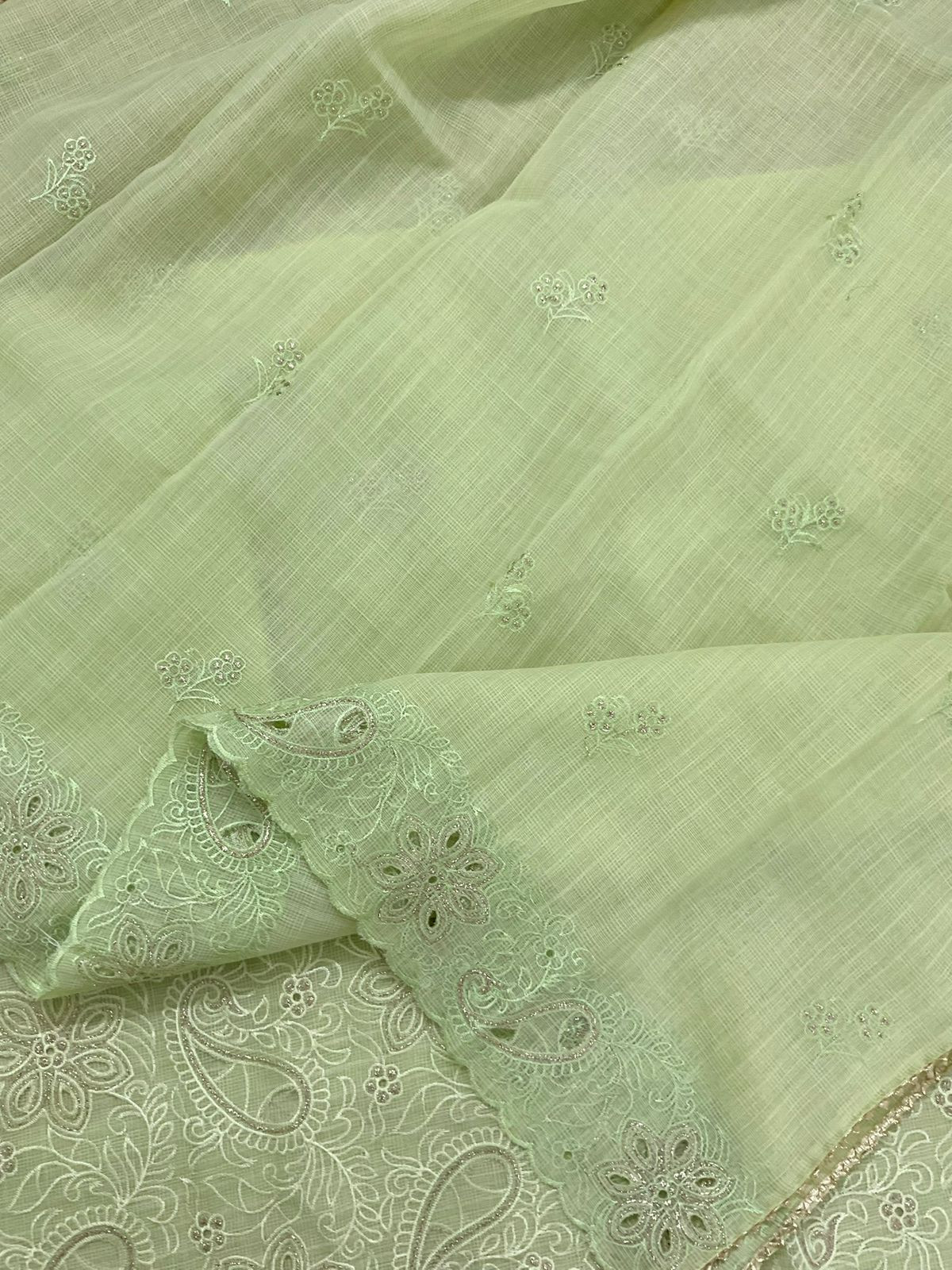 Soft Kota Organza Embroidered Suit - Green