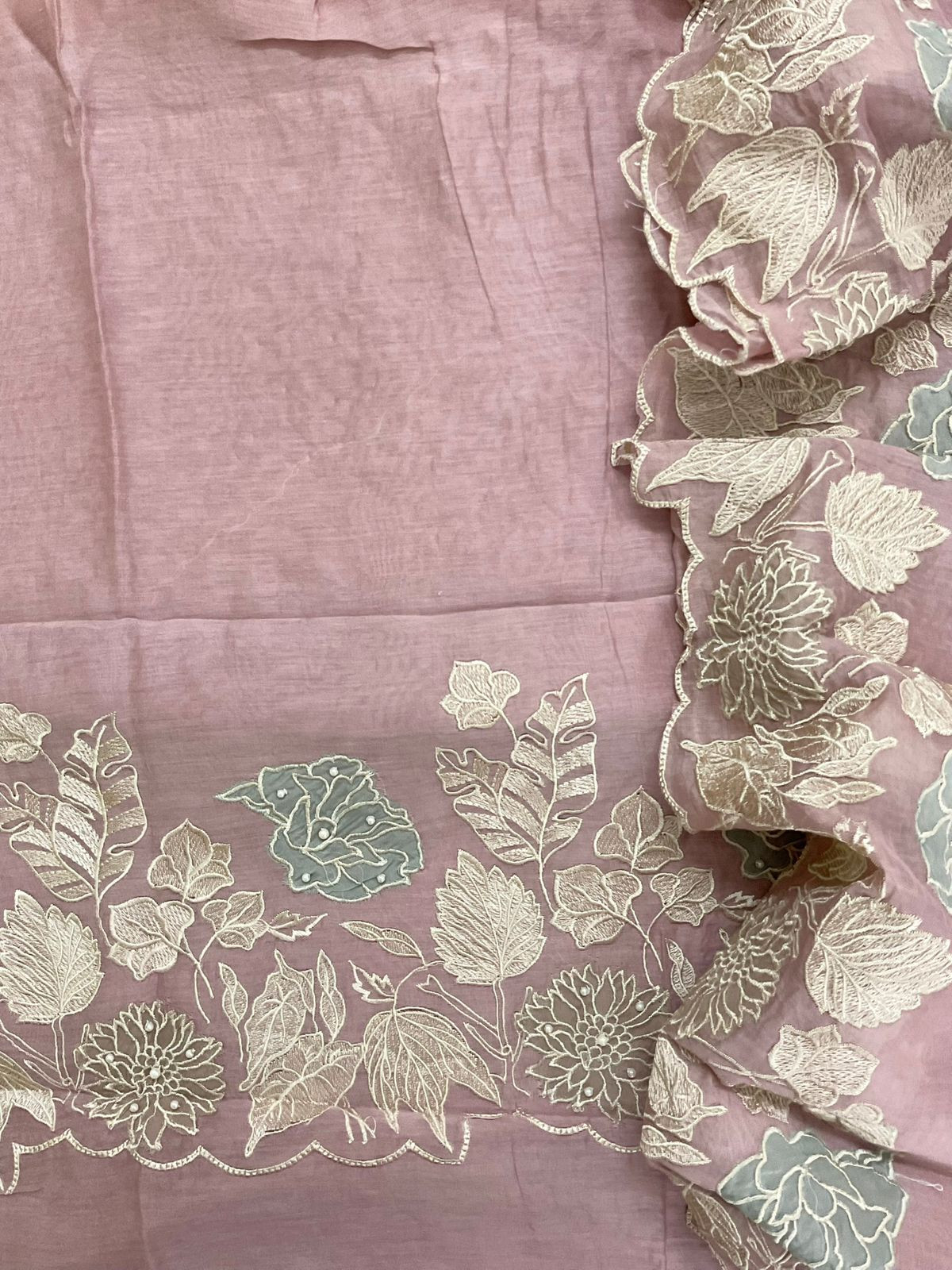 Pure Mul Chanderi Embroidered Suit - Onion Pink