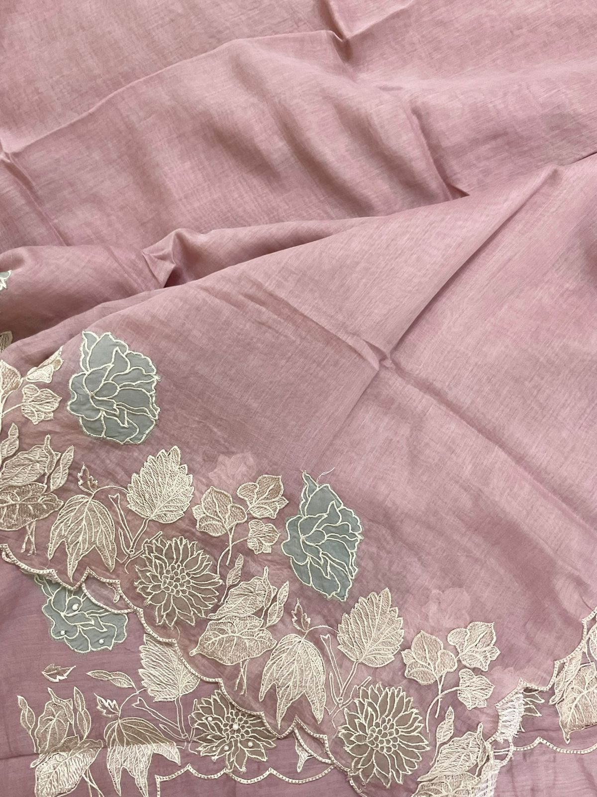 Pure Mul Chanderi Embroidered Suit - Onion Pink