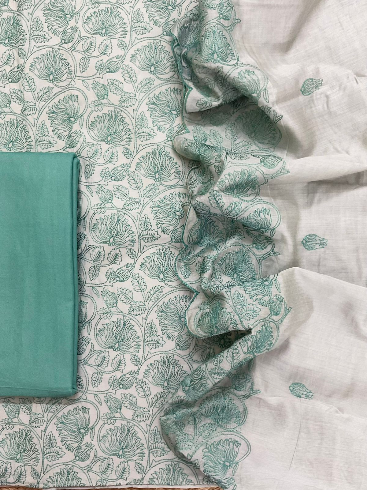 Soft Silk Embroidered Suit - Grey