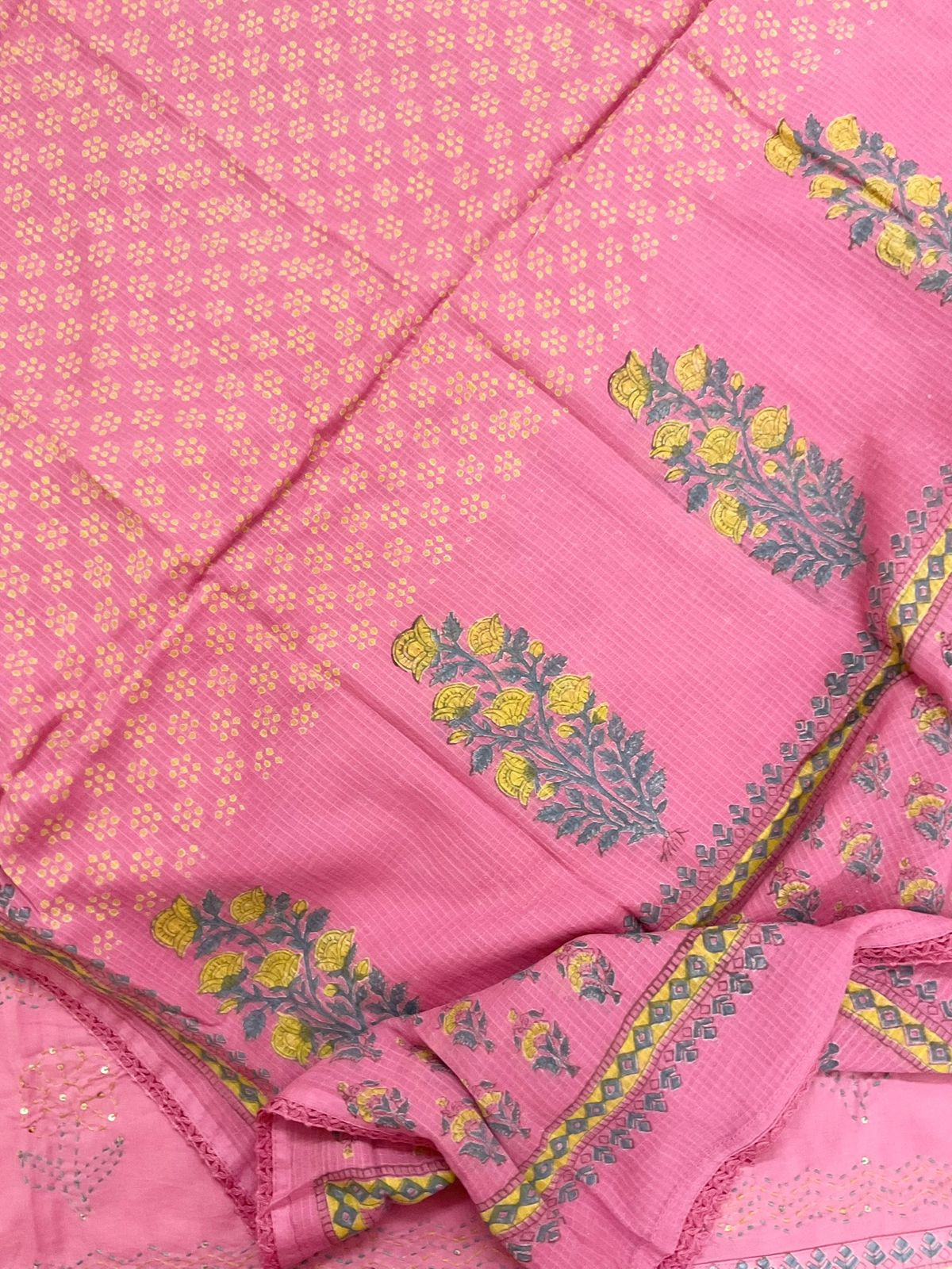 Pure Cotton Printed Embroidered Suit - Pink