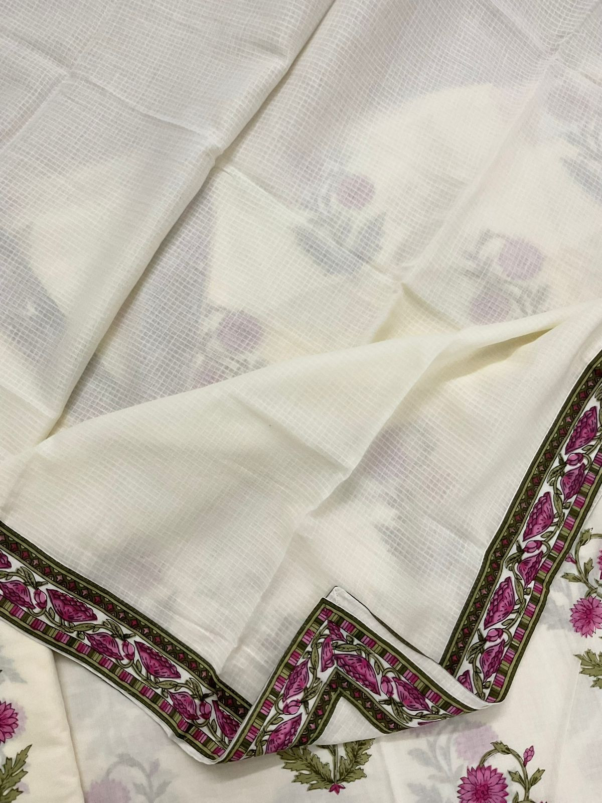 Pure Cotton Printed Embroidered Suit - Offwhite