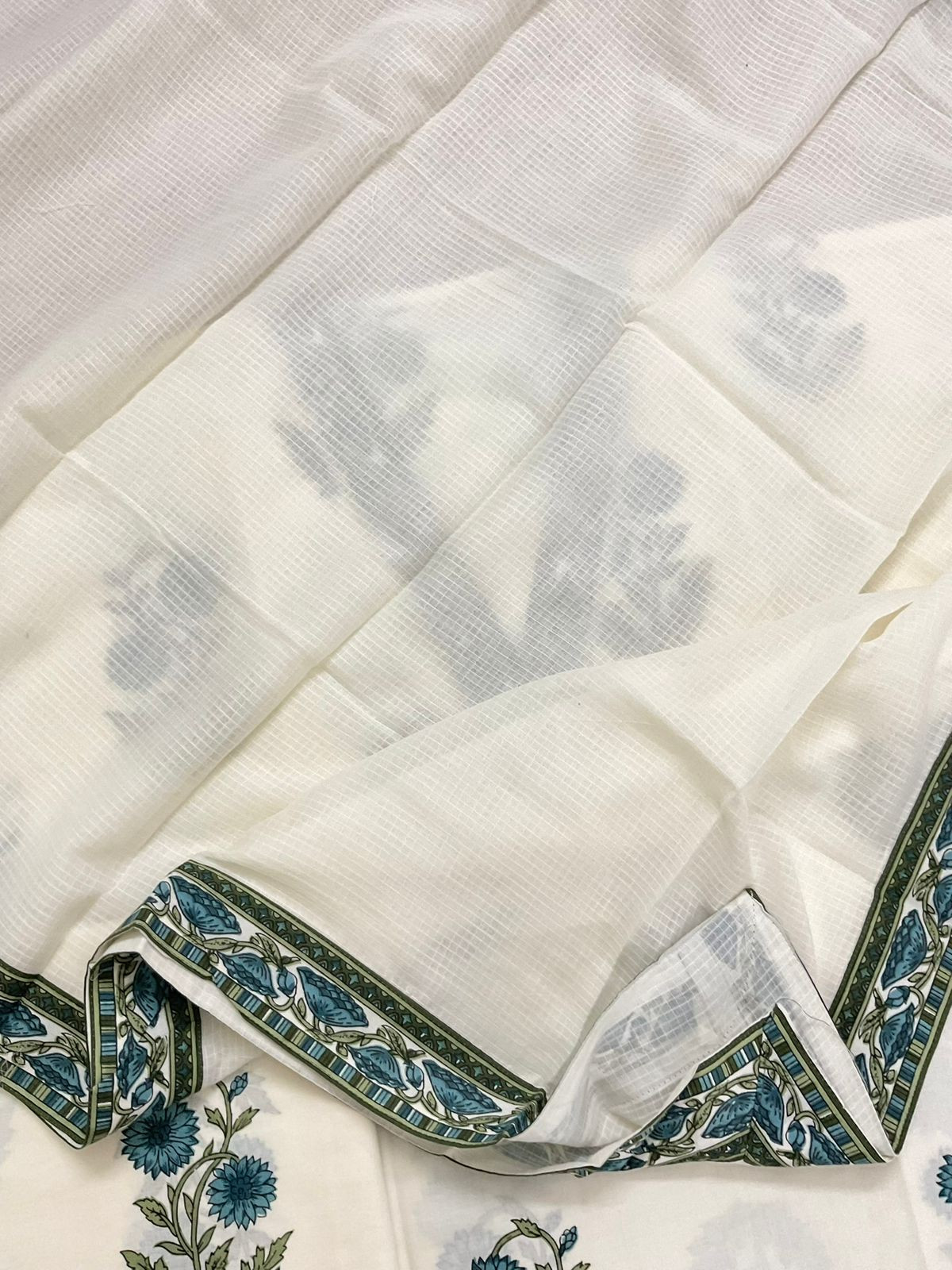 Pure Cotton Printed Embroidered Suit - Offwhite