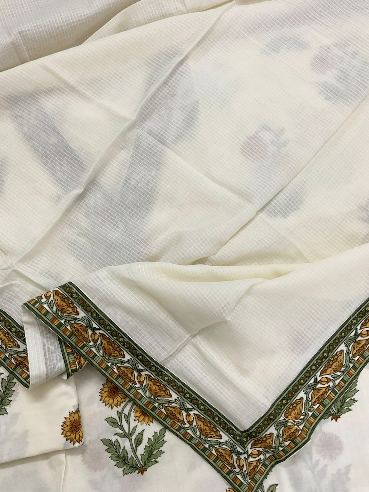 Pure Cotton Printed Embroidered Suit - Offwhite