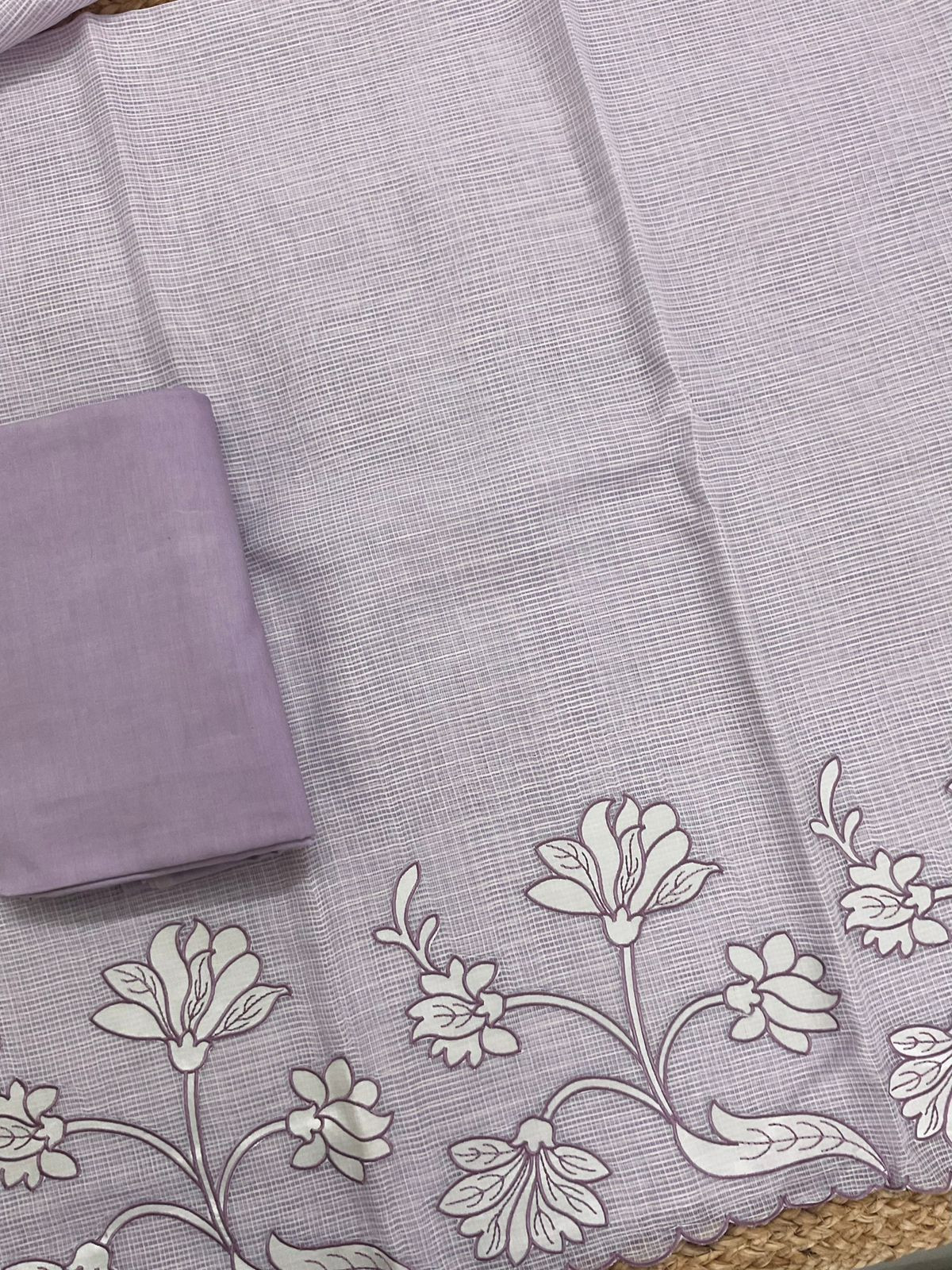 Soft Kota Organza Embroidered Suit - Lavender