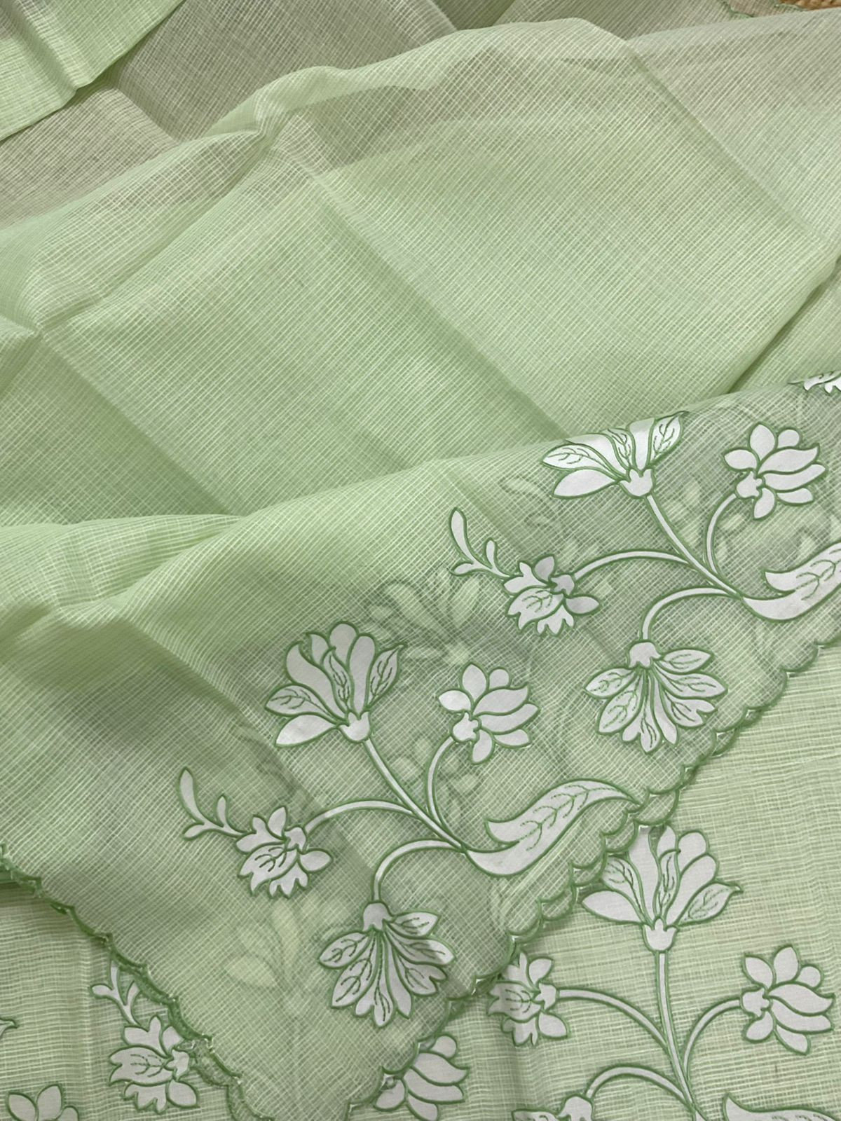 Soft Kota Organza Embroidered Suit - Green