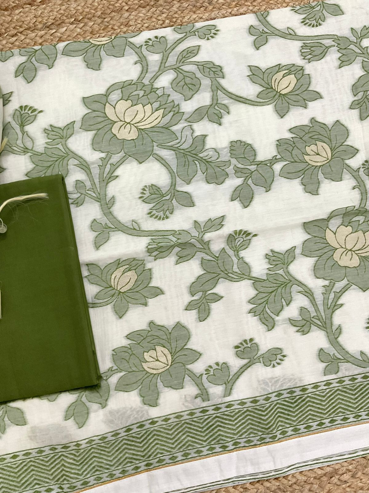 Soft Slub Chanderi Jamdani Weaved Suit - Off White