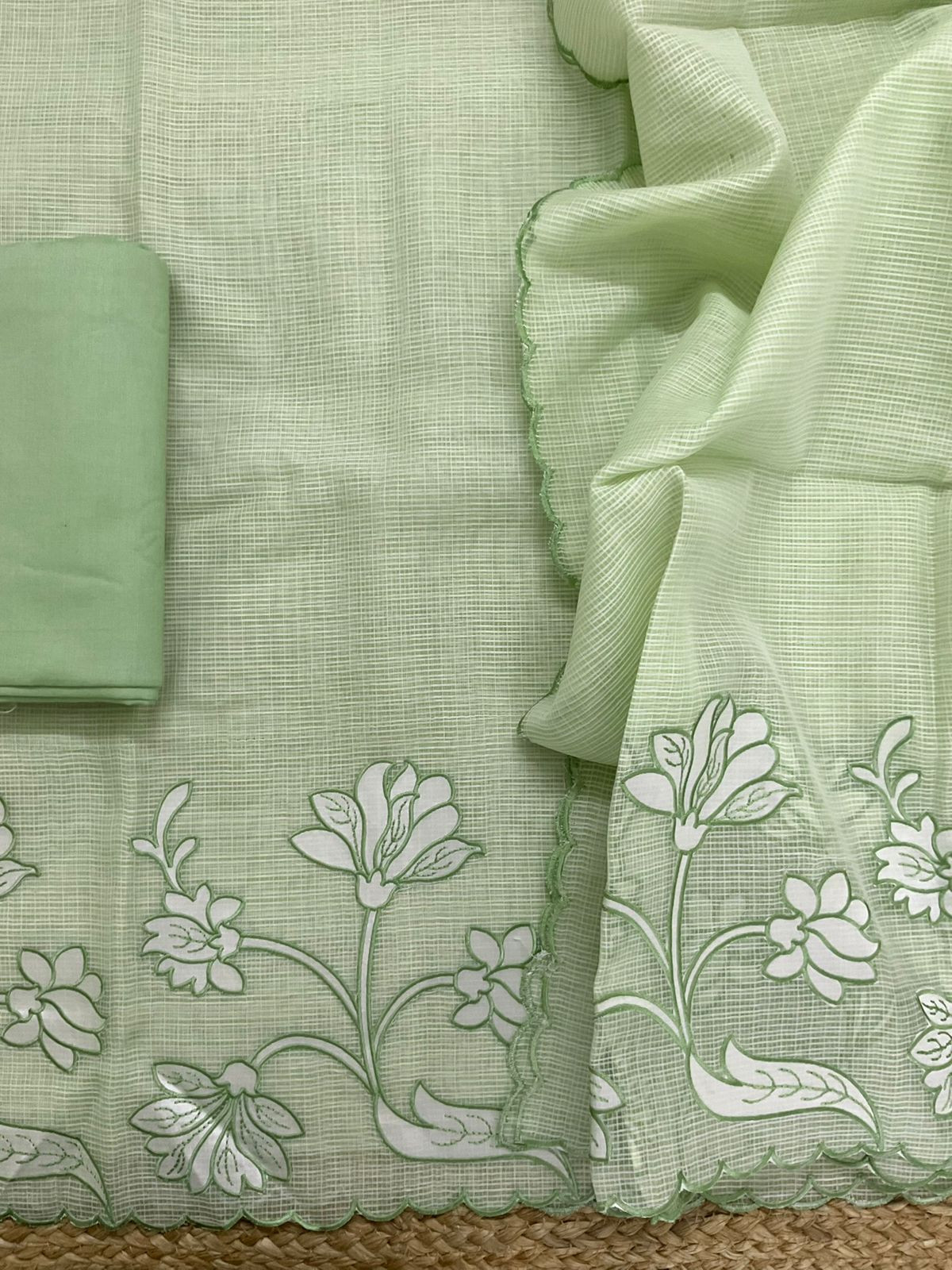 Soft Kota Organza Embroidered Suit - Green