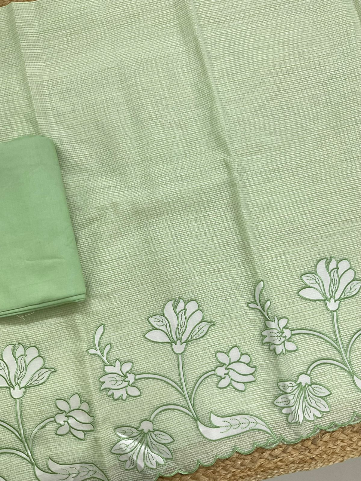 Soft Kota Organza Embroidered Suit - Green