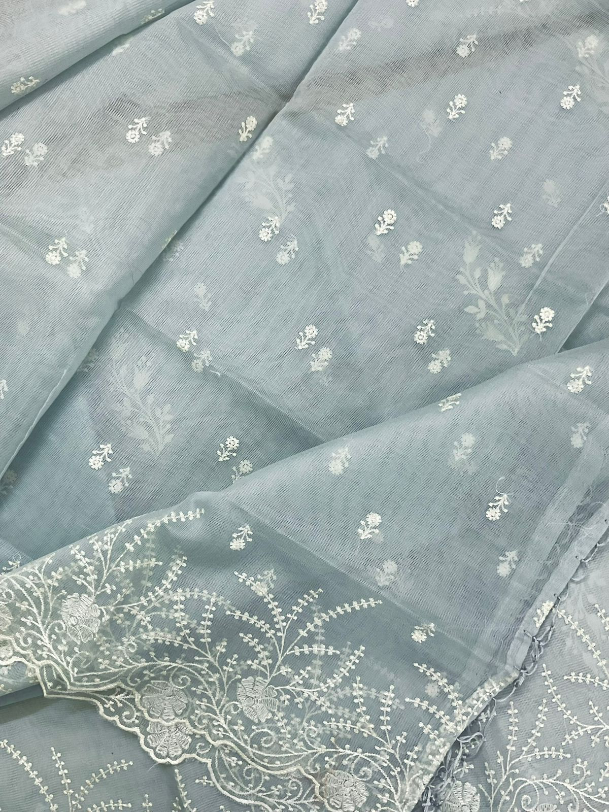 Soft Fine Supernet Embroidered Suit - Grey