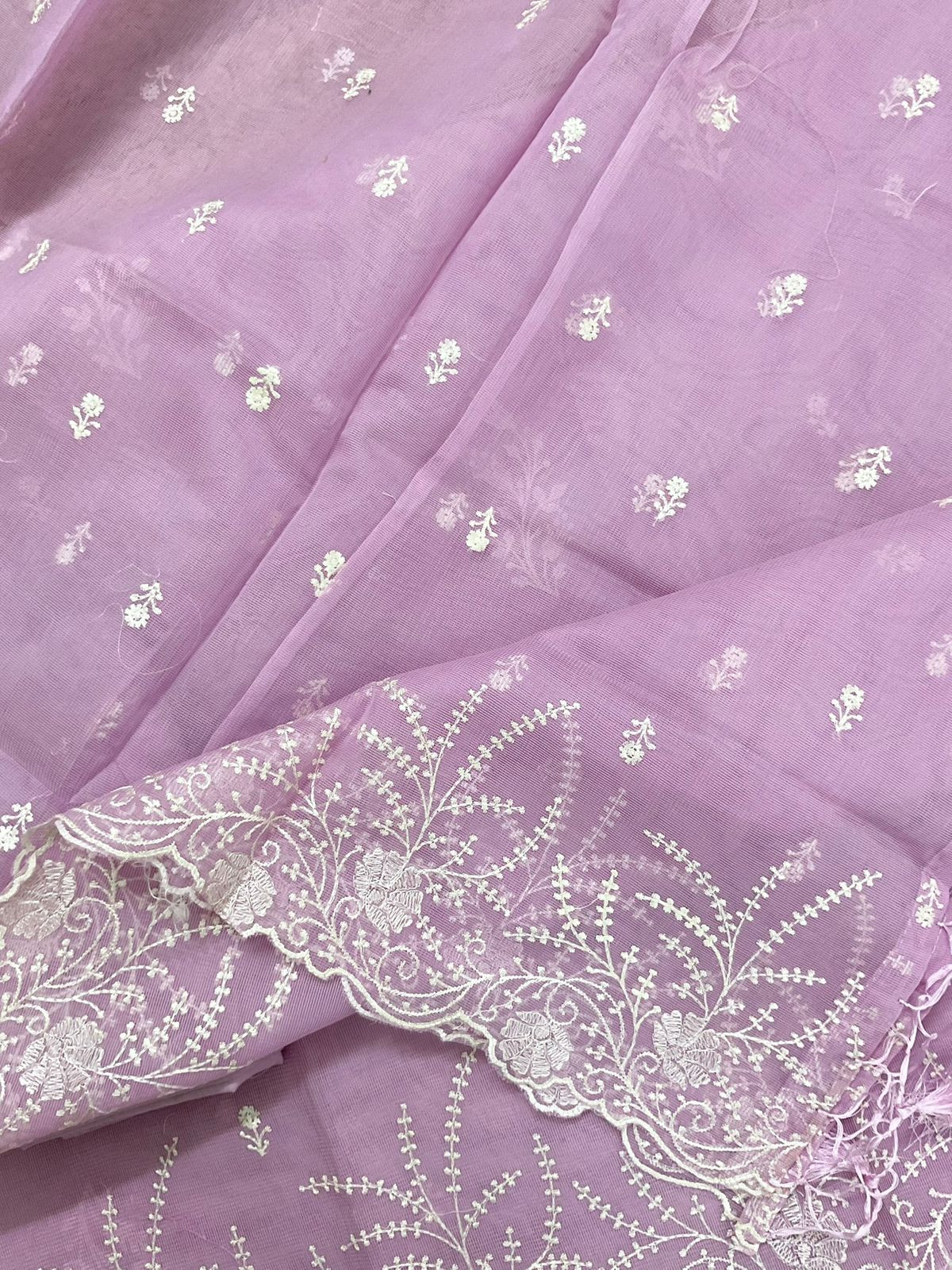 Soft Fine Supernet Embroidered Suit - Lavender