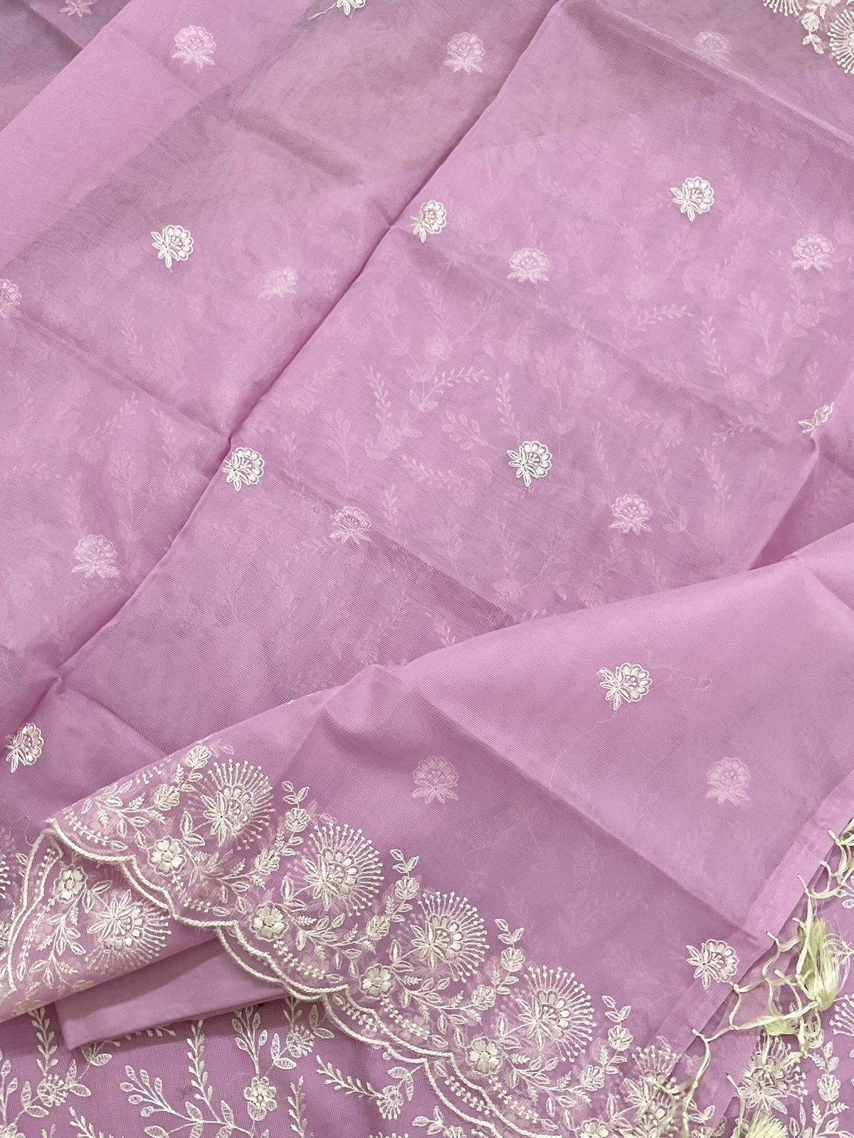 Soft Fine Supernet Embroidered Suit - Purple