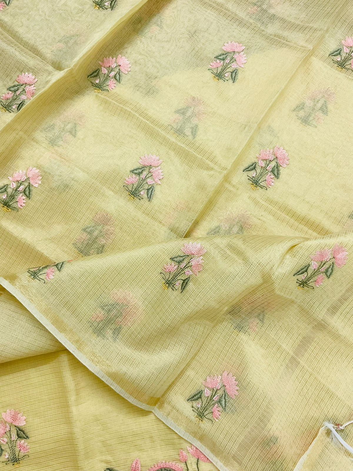 Soft Tissue Kota Silk Embroidered Suit - Yellow