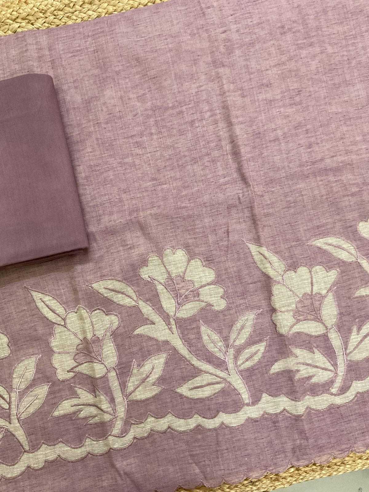 Soft Slub Chanderi Embroidered Suit - Onion Pink