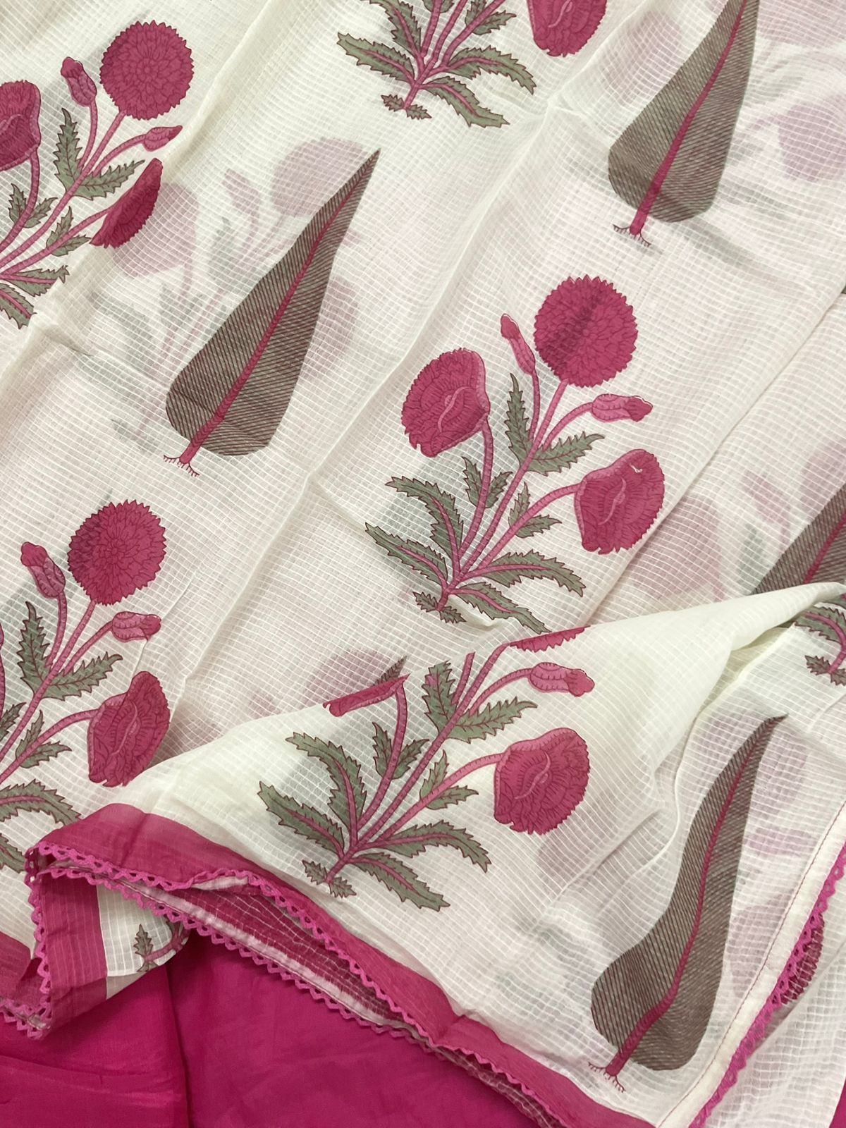 Pure Muslin Printed Embroidered Suit - Pink