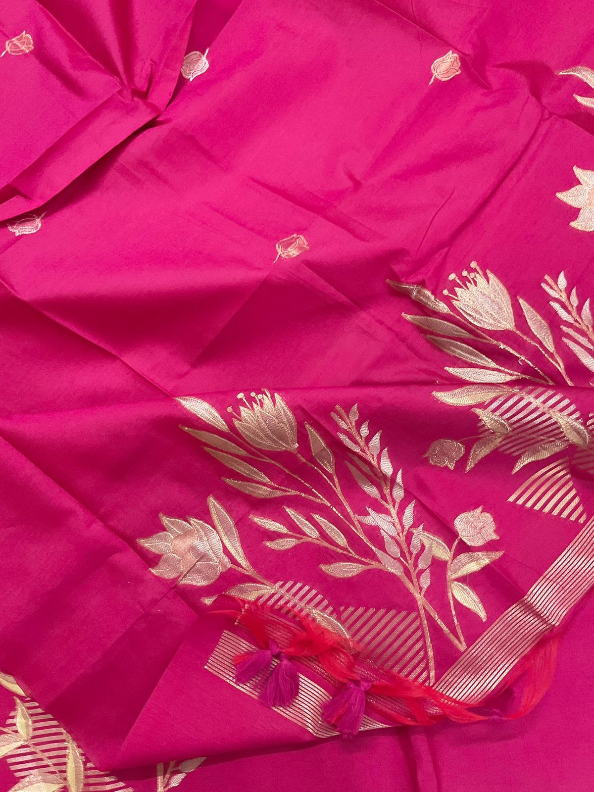 Soft Kora Chanderi Jamdani Weaved Suit - Pink