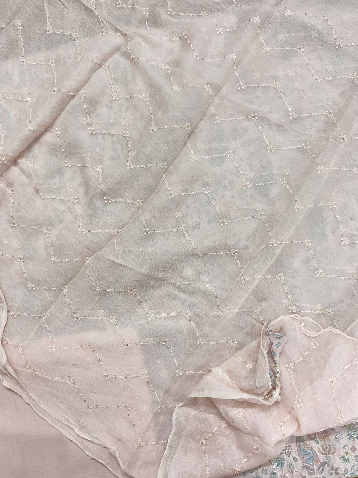 Soft Linen Jute Cotton Printed Embroidered Suit - Pink