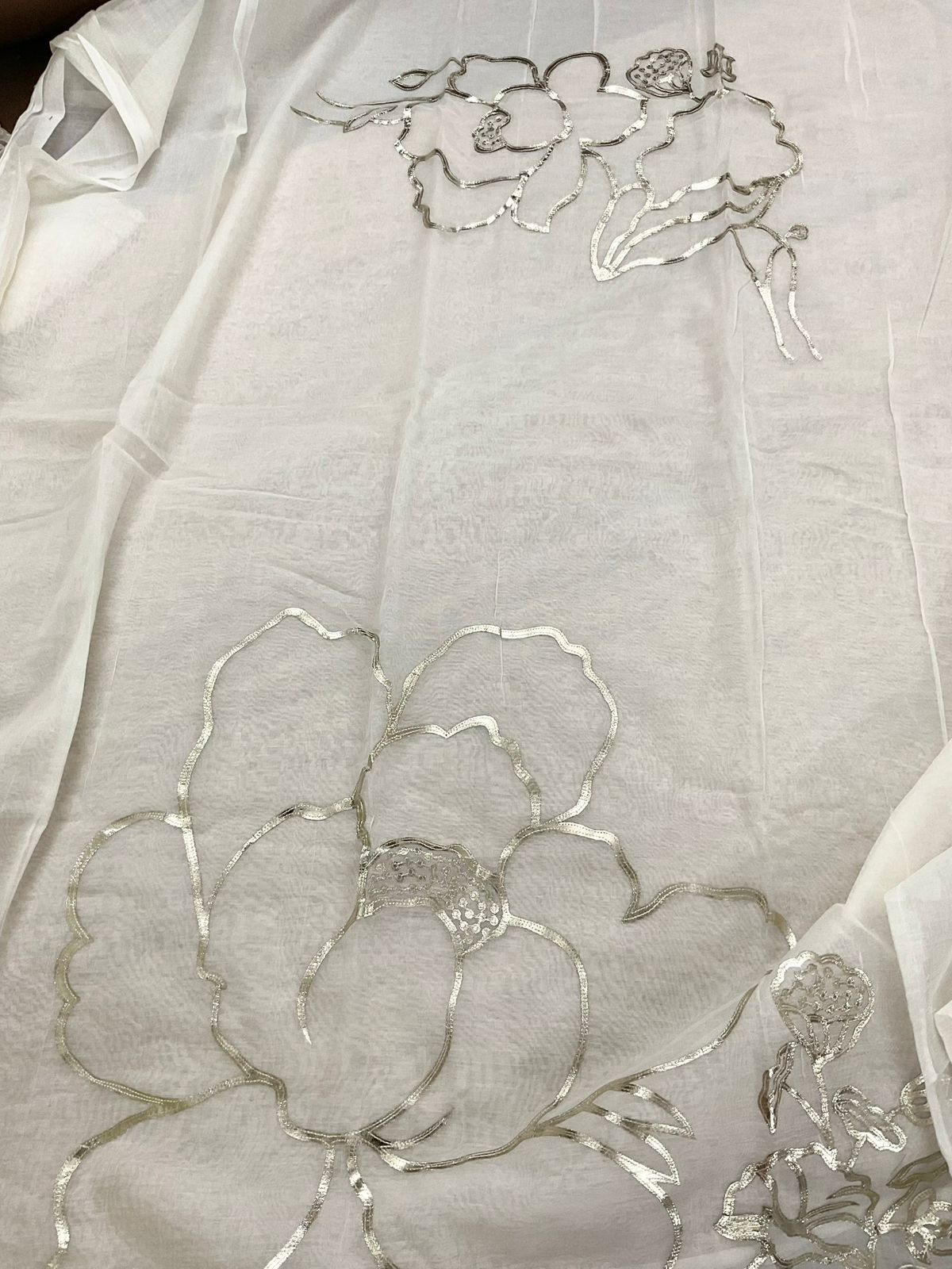 Pure Chanderi Embroidered Suit - Off White