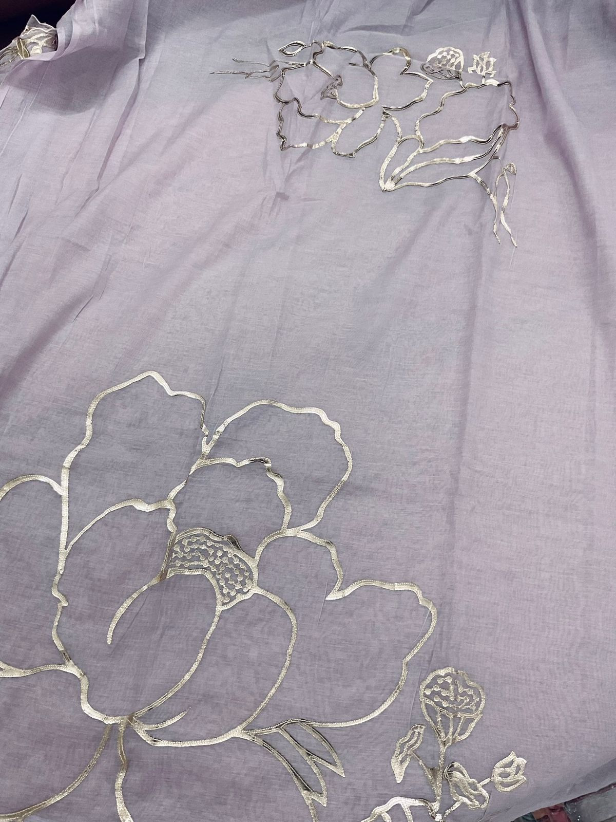 Pure Chanderi Embroidered Suit - Lavender