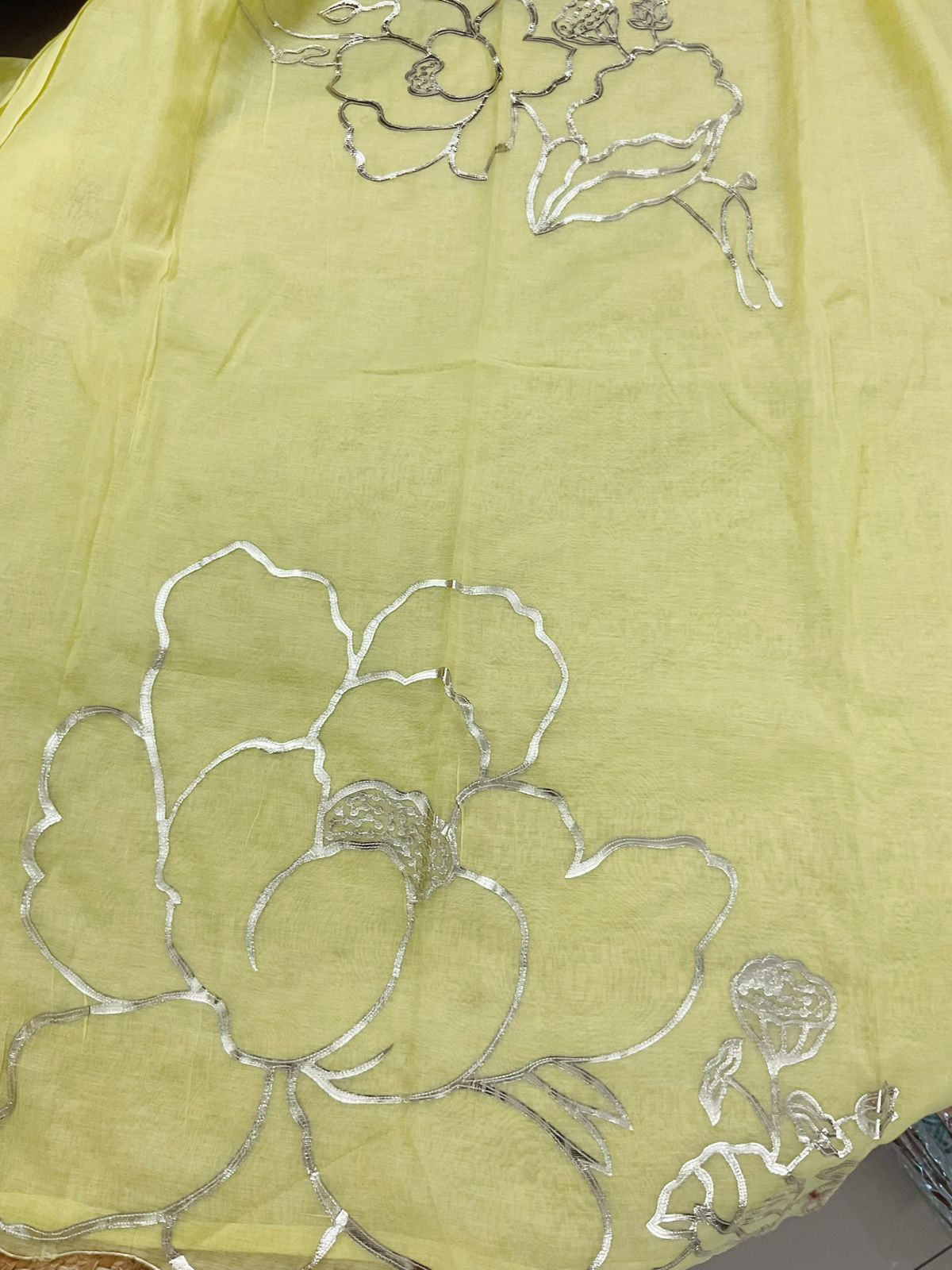 Pure Chanderi Embroidered Suit - Yellow