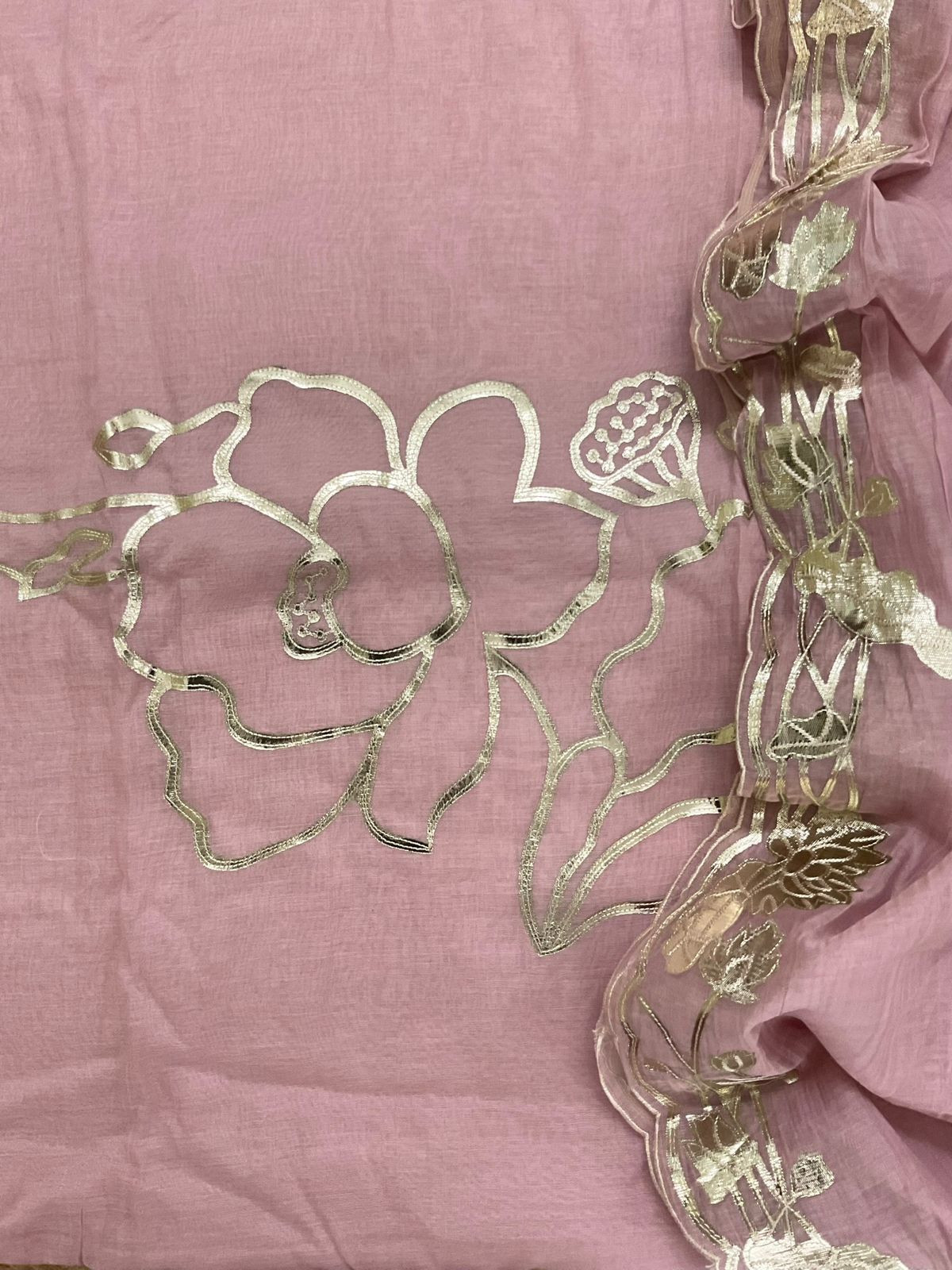 Pure Chanderi Embroidered Suit - Pink