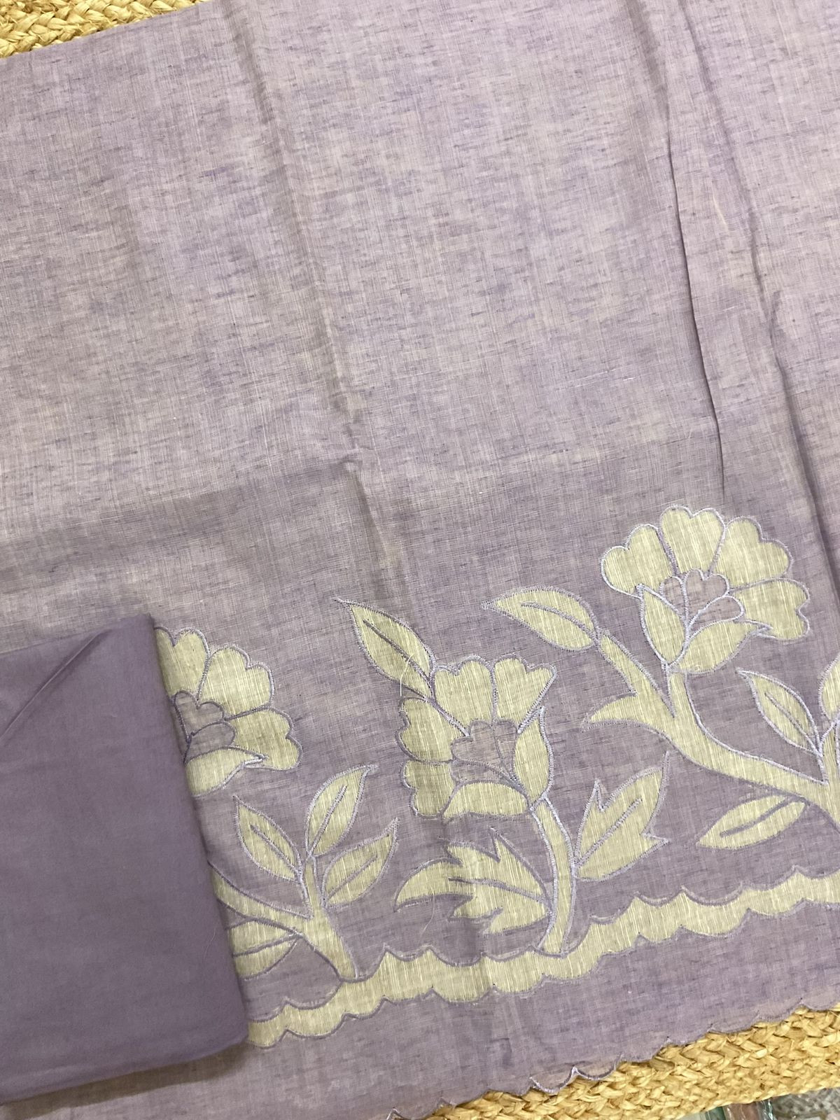 Soft Slub Chanderi Embroidered Suit - Purple