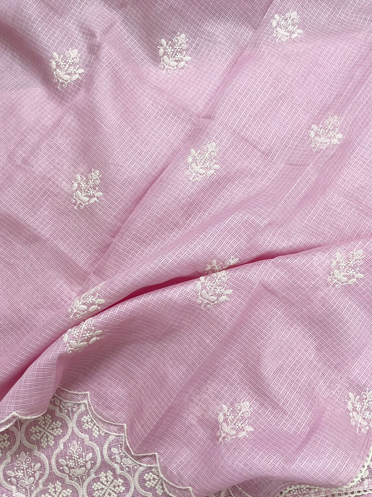 Soft Kota Silk Embroidered Suit - Purple