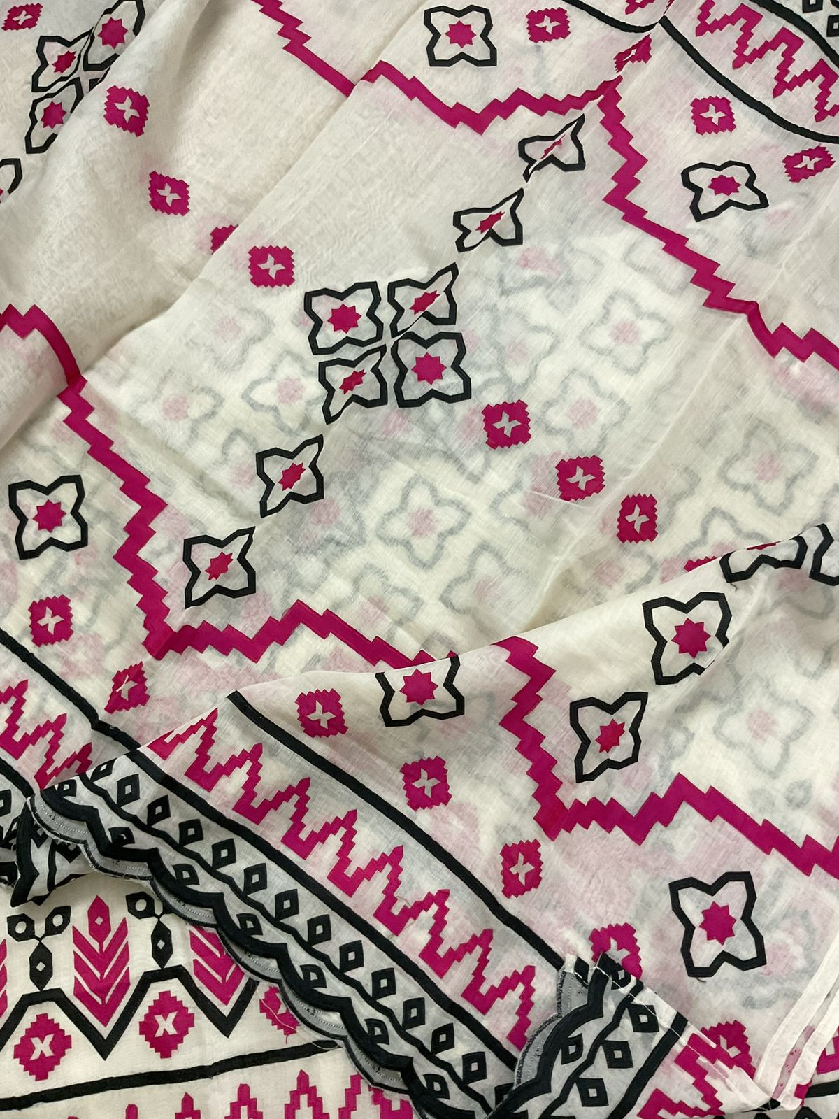 Pure Mul Chanderi Embroidered Suit - Off White