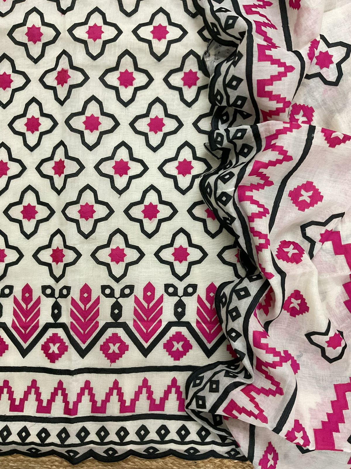 Pure Mul Chanderi Embroidered Suit - Off White