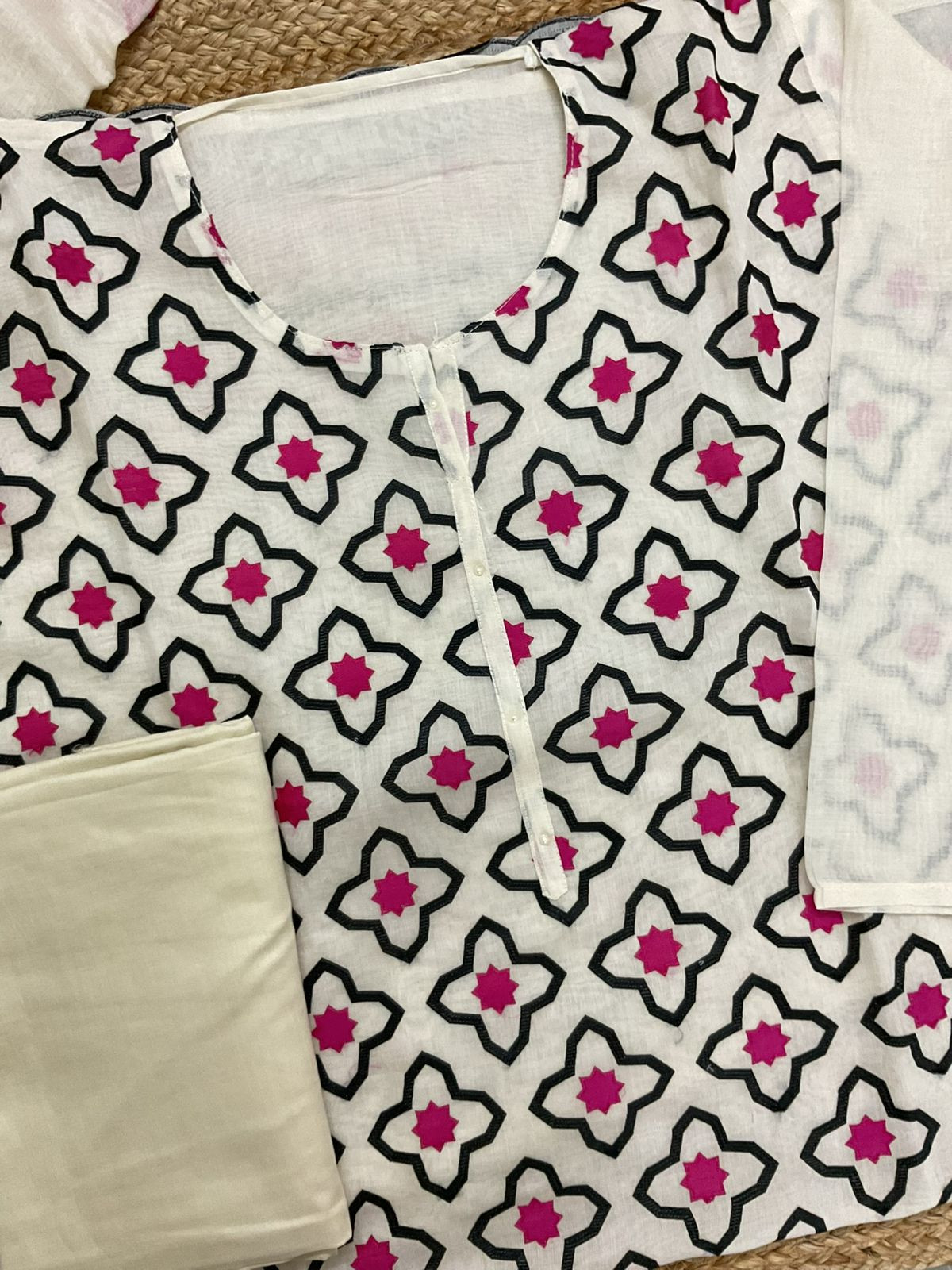 Pure Mul Chanderi Embroidered Suit - Off White