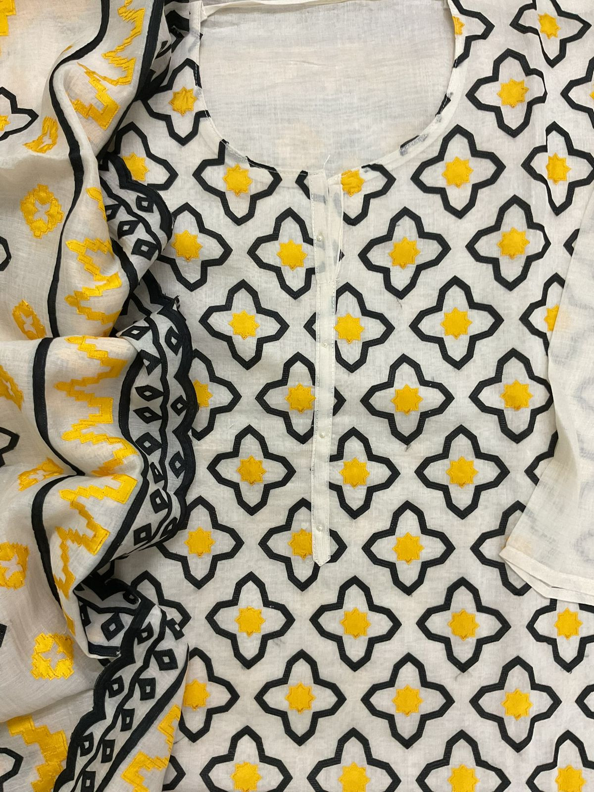 Pure Mul Chanderi Embroidered Suit - Off White