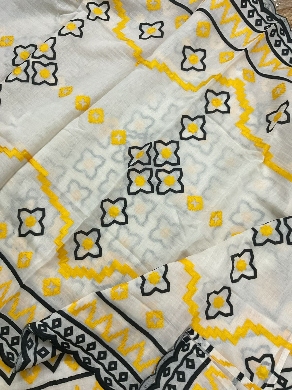 Pure Mul Chanderi Embroidered Suit - Off White