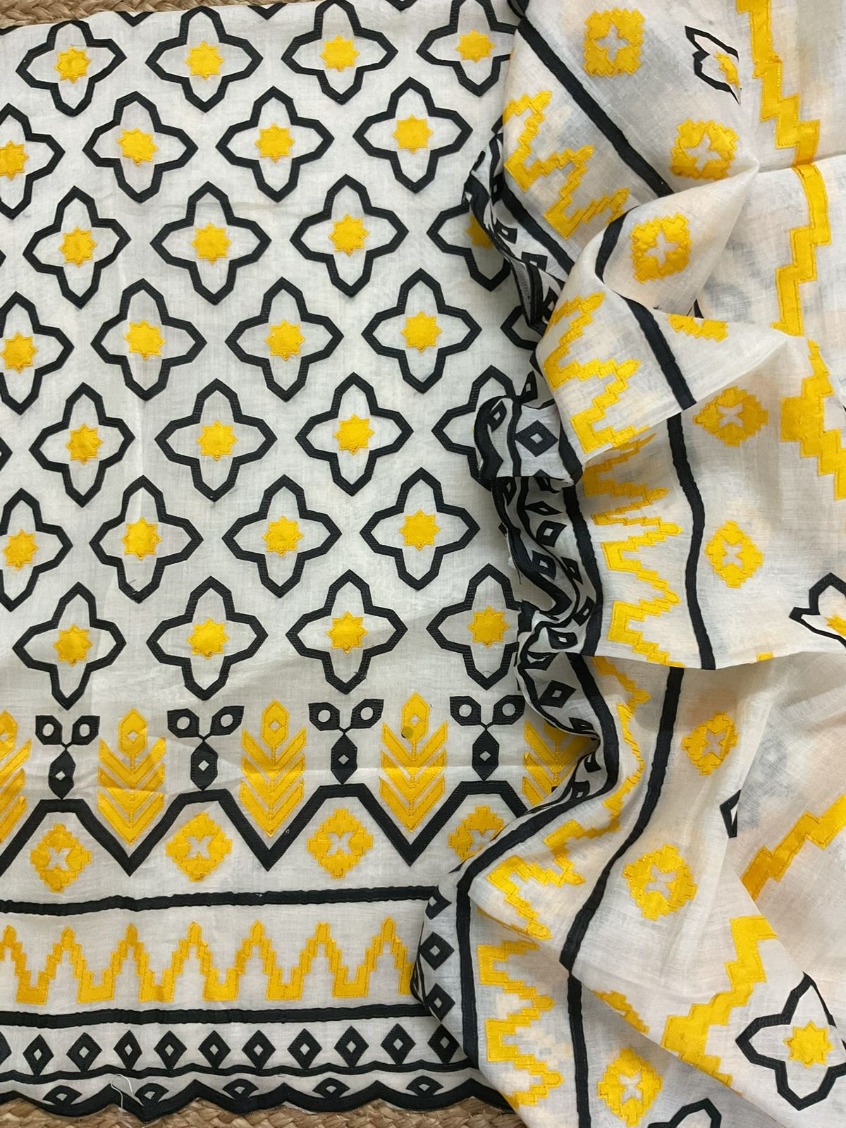 Pure Mul Chanderi Embroidered Suit - Off White