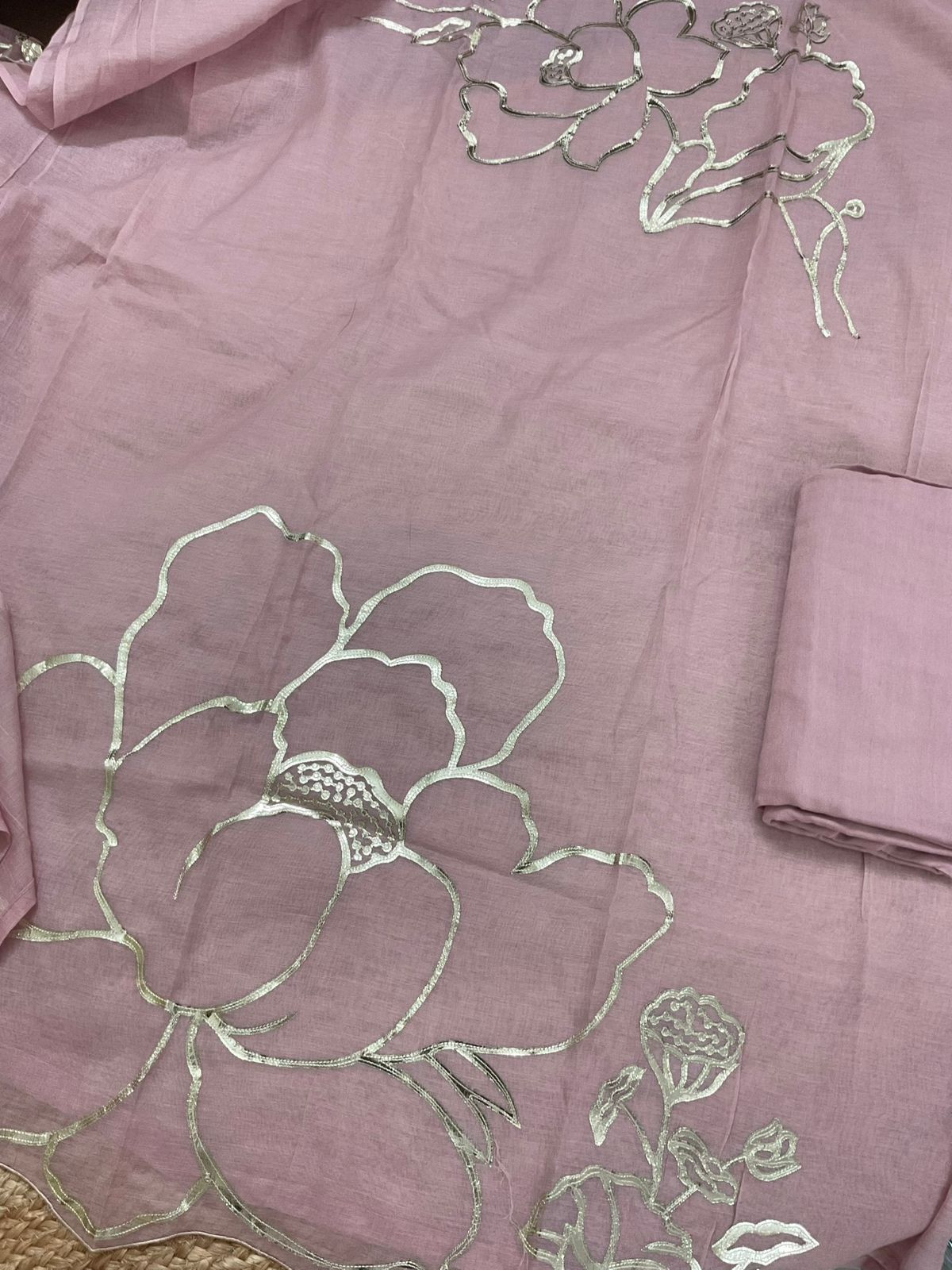 Pure Chanderi Embroidered Suit - Pink