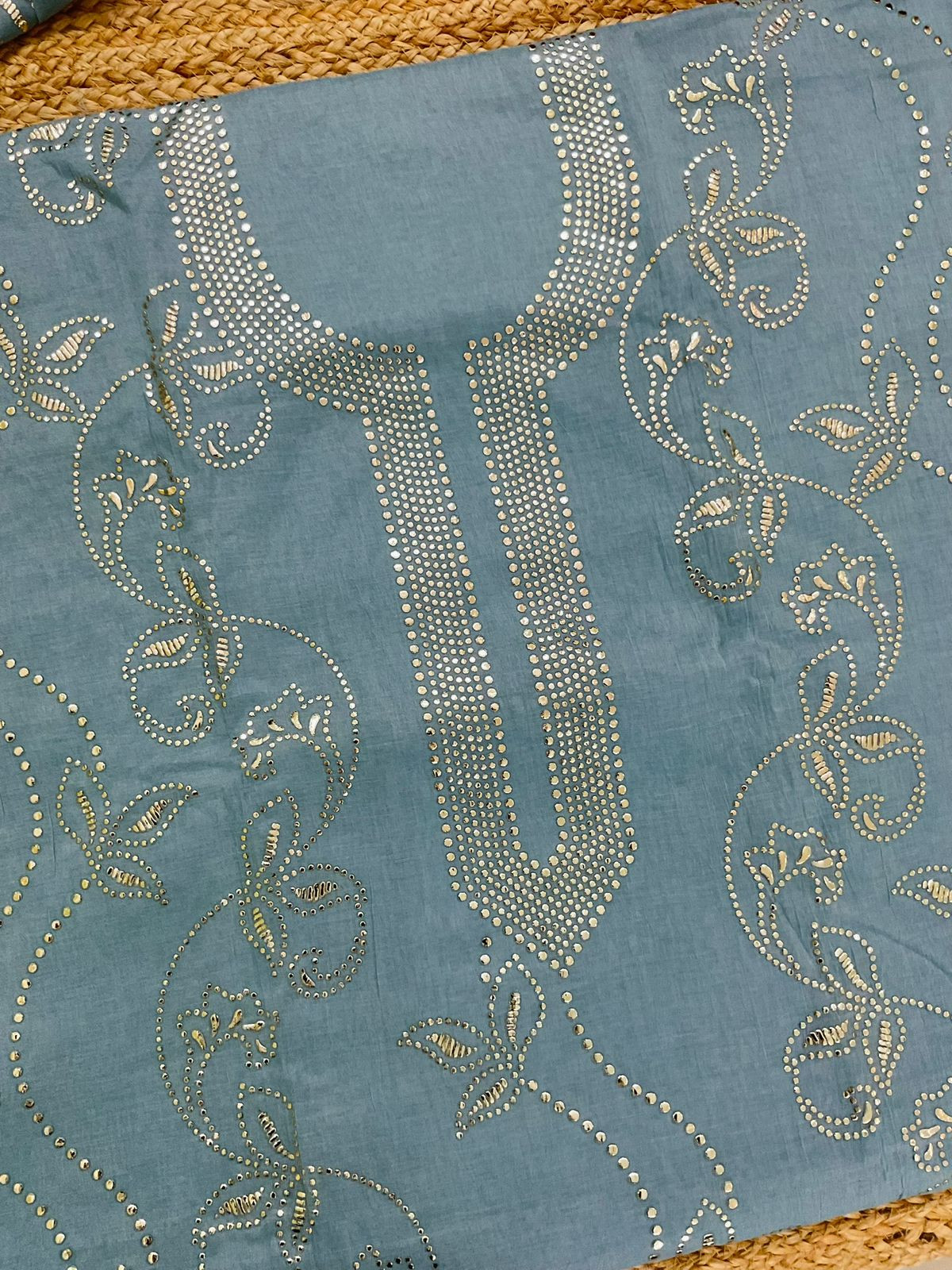 Pure Chanderi Embroidered Suit - Blue