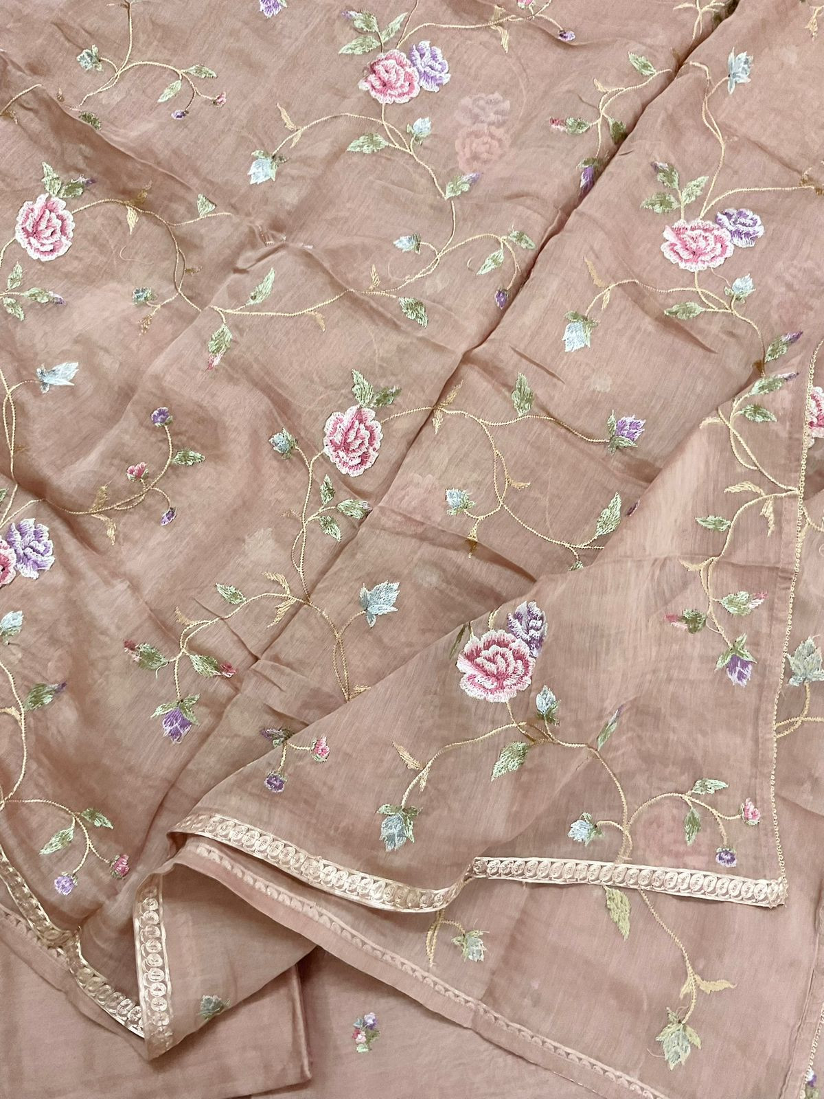 Pure Mul Chanderi Embroidered Suit - Onion Pink