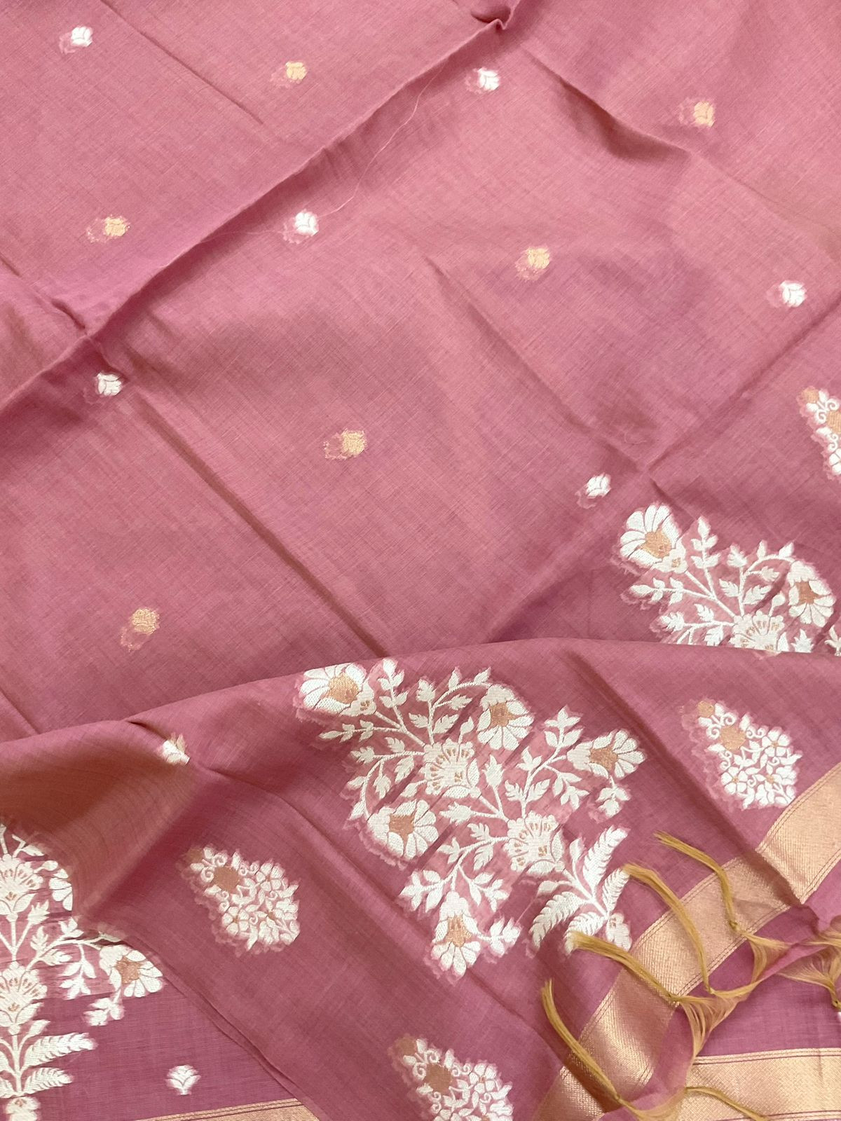 Soft Slub Chanderi Jamdani Weaved Suit - Pink